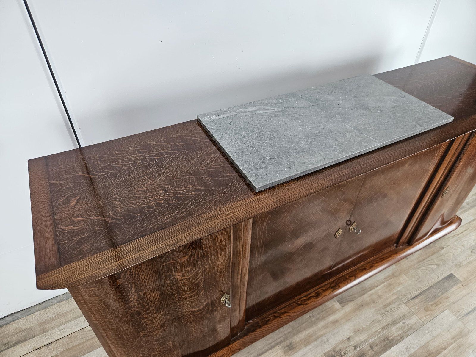 Art Deco Dressoir in Eiken met Marmeren Blad, 1950 photo vinterior