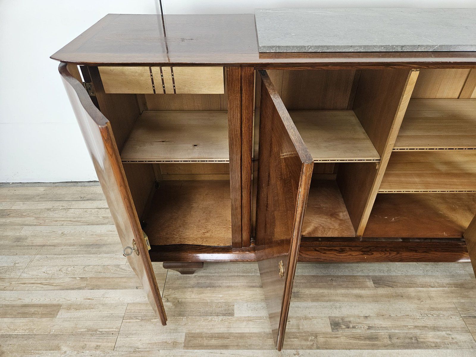 photo vinterior Art Deco Dressoir in Eiken met Marmeren Blad, 1950