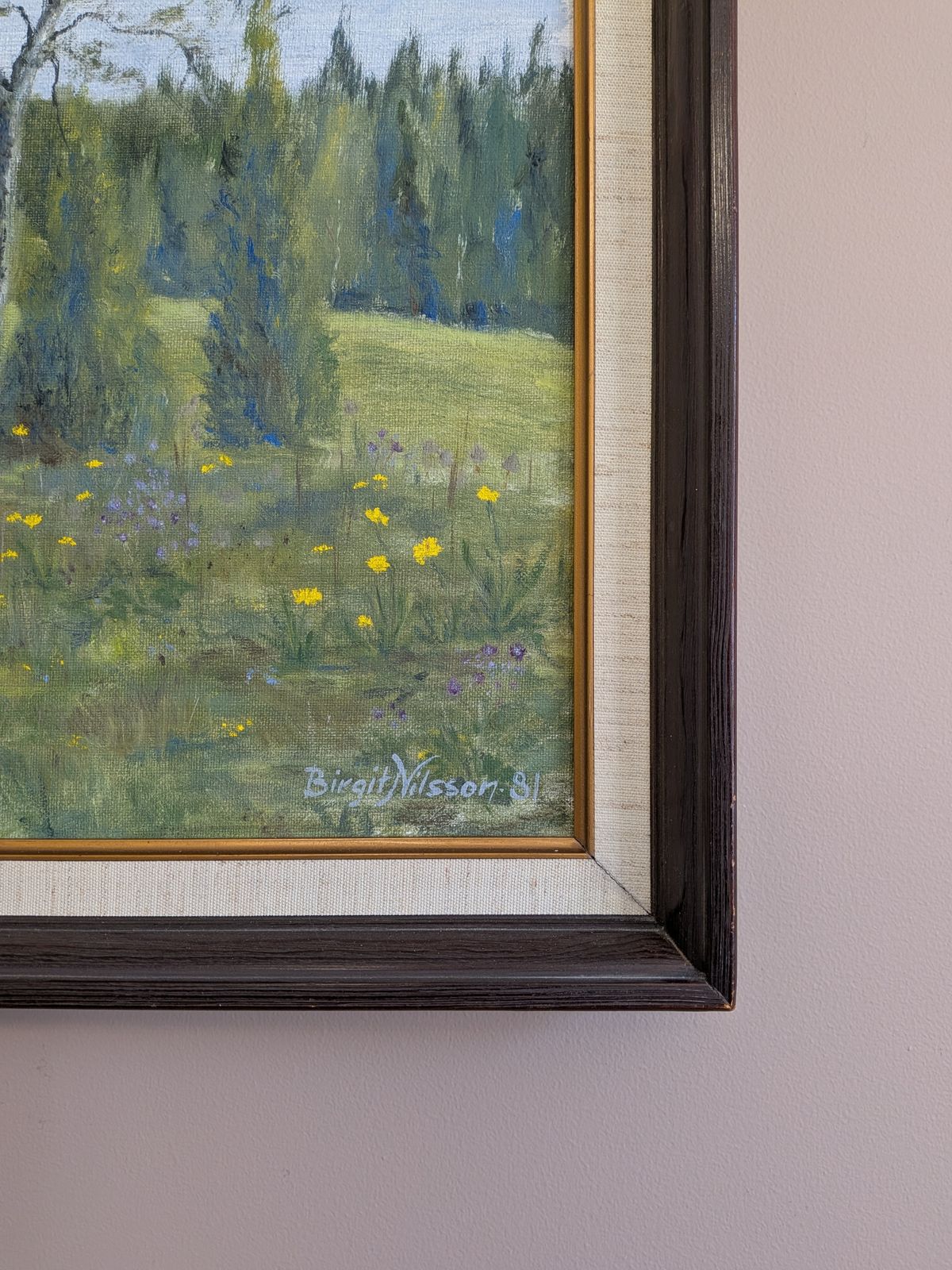 Wildflower Meadow . Oil Painting photo vintage
