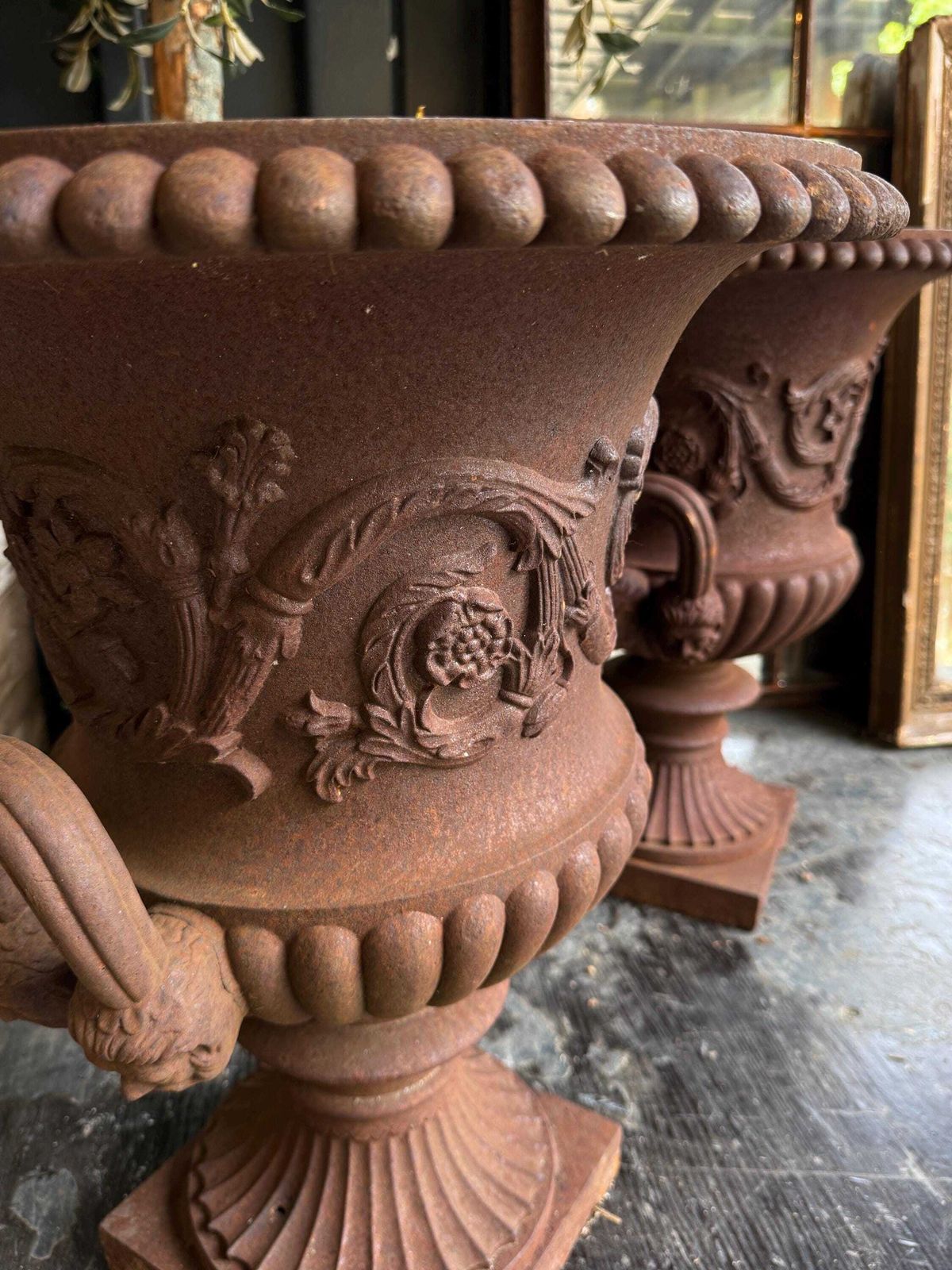 19th Century Cast Iron French Neoclassical Urns photo furniture