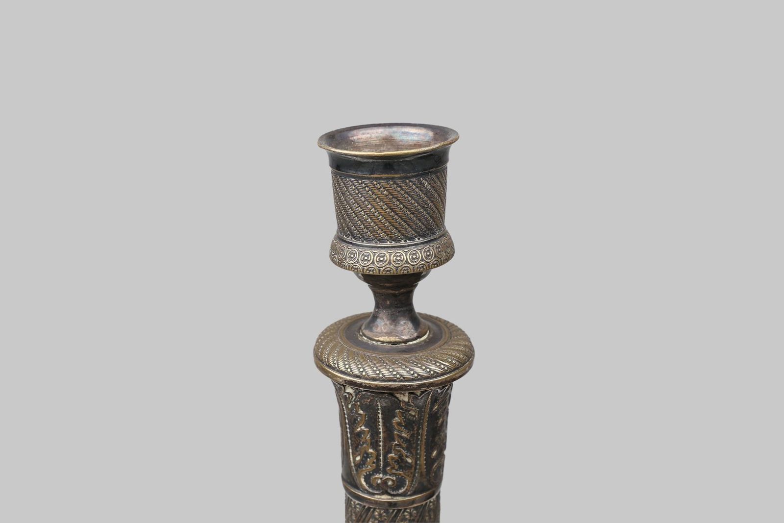 Large French Silvered Copper Candlestick, 1890s photo Home Decor