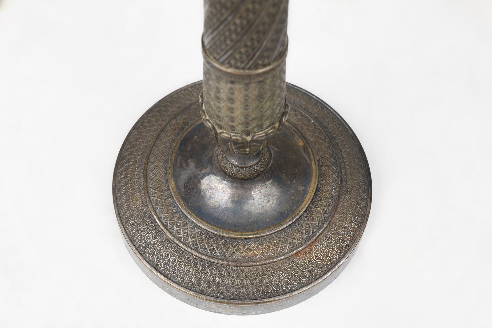 Large French Silvered Copper Candlestick, 1890s photo vintage