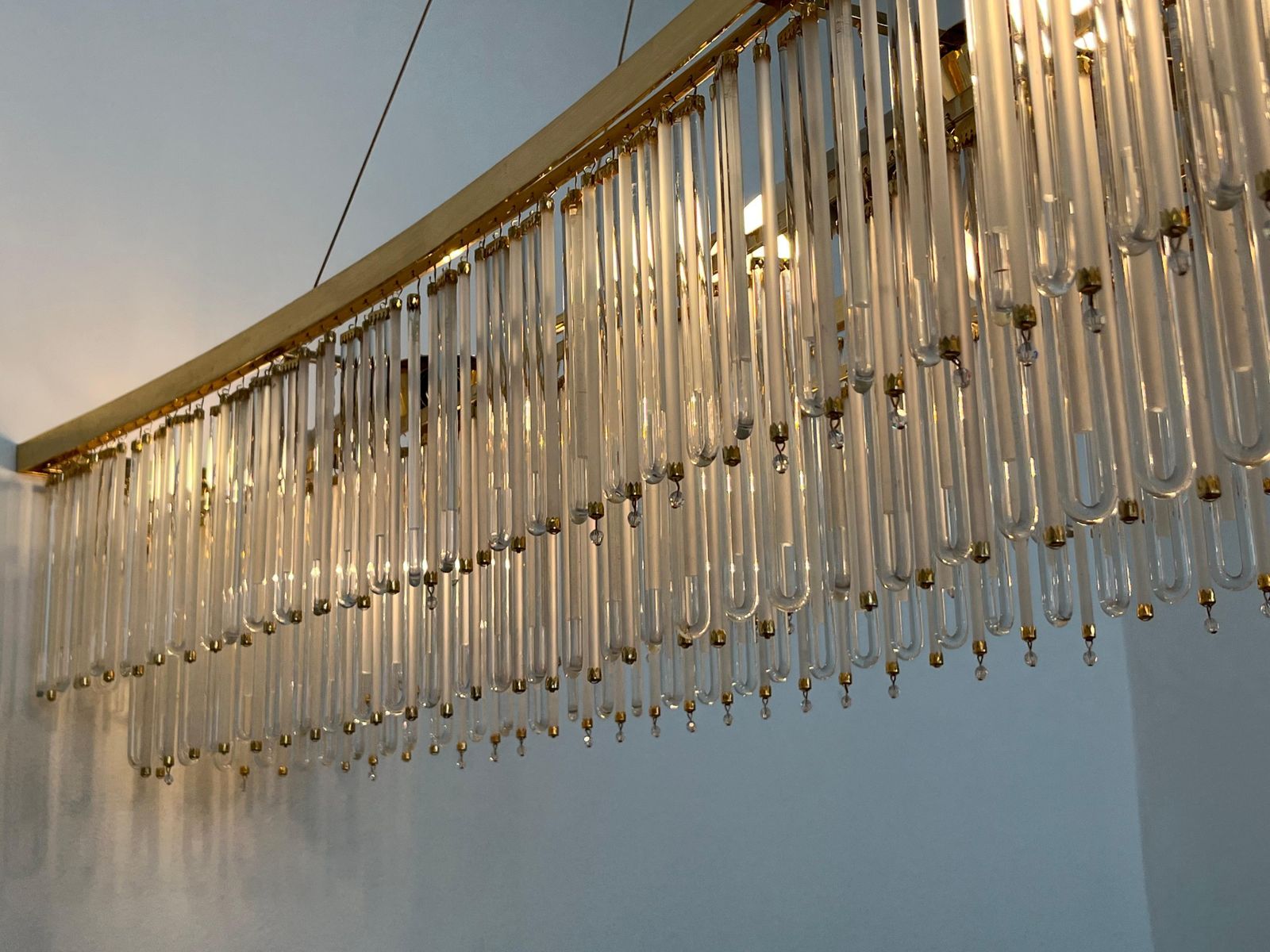 Groot handgemaakt XXL glazen en messing Oostenrijkse kroonluchter — jaren 1980 photo furniture