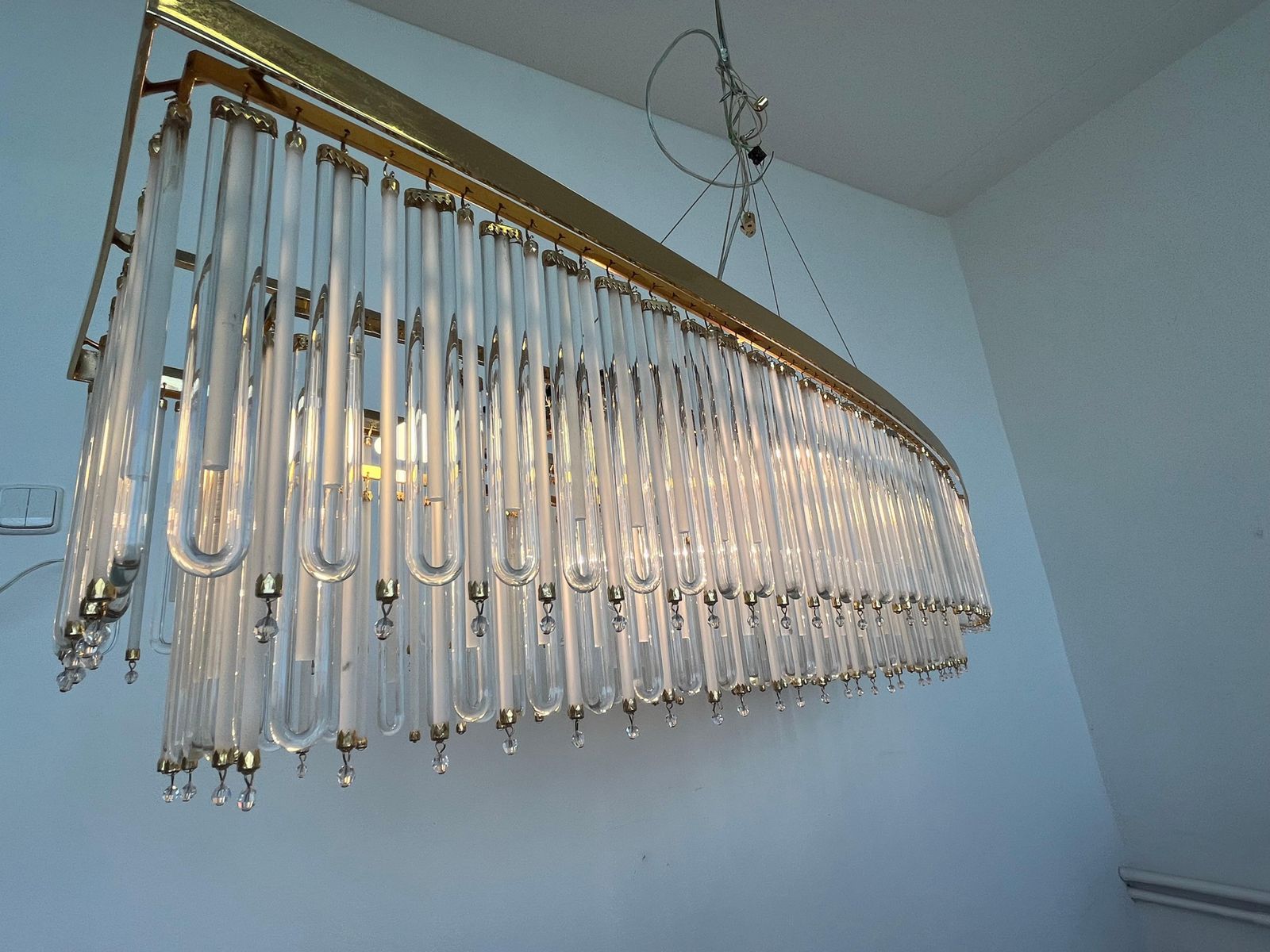 photo for sale Groot handgemaakt XXL glazen en messing Oostenrijkse kroonluchter — jaren 1980
