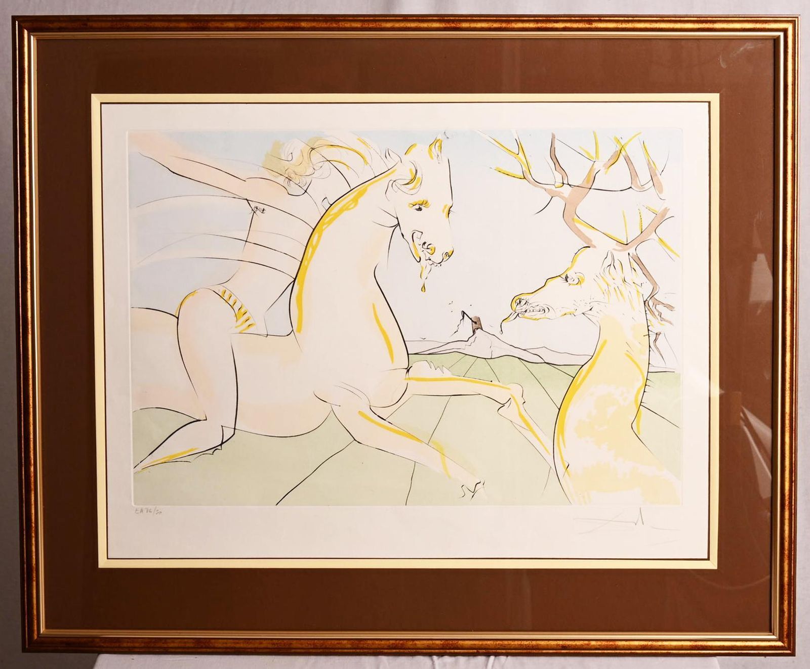 Salvador Dalí "Le Cavalier Et Le Cerf" Uit "Le Bestiaire De La Fontaine" Gesigneerd photo vinterior