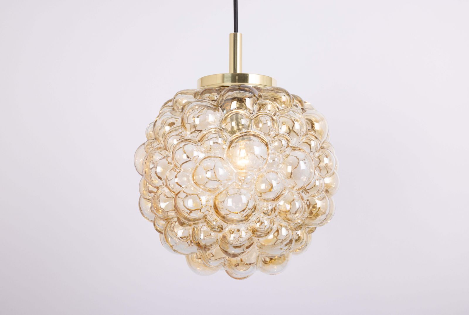 Lighting Large Amber Bubble Glass Pendant By Helena Tynell For Limburg, Germany, 1970s photo
