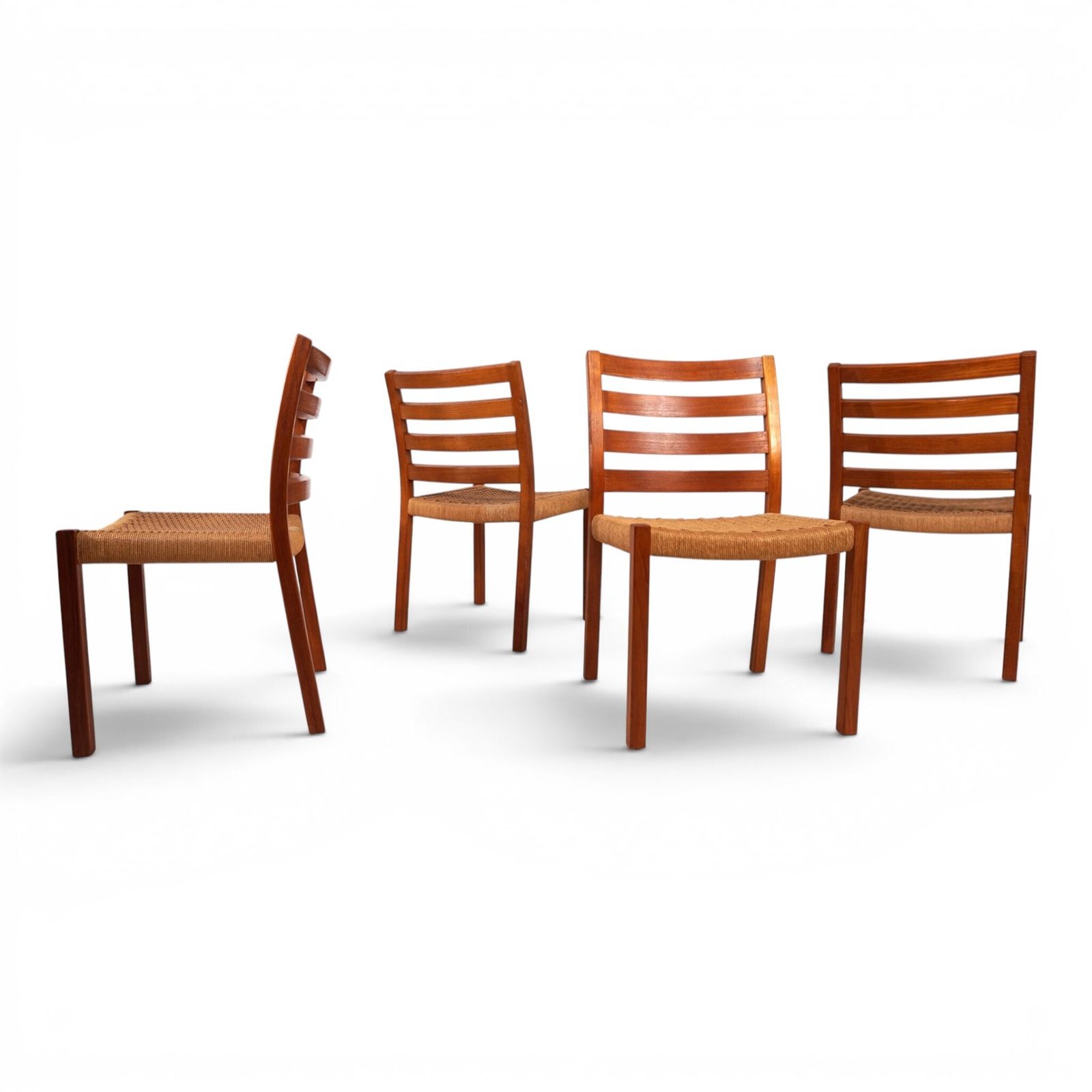 photo for sale Niels Otto Møller Model 408, Set Of 4 Teak Papercord Dining Chairs For J.L. Møllers, 1975