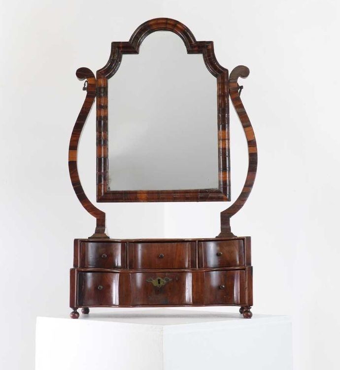 Queen Anne Walnut And Laburnum Dressing Table/ Toilet Mirror