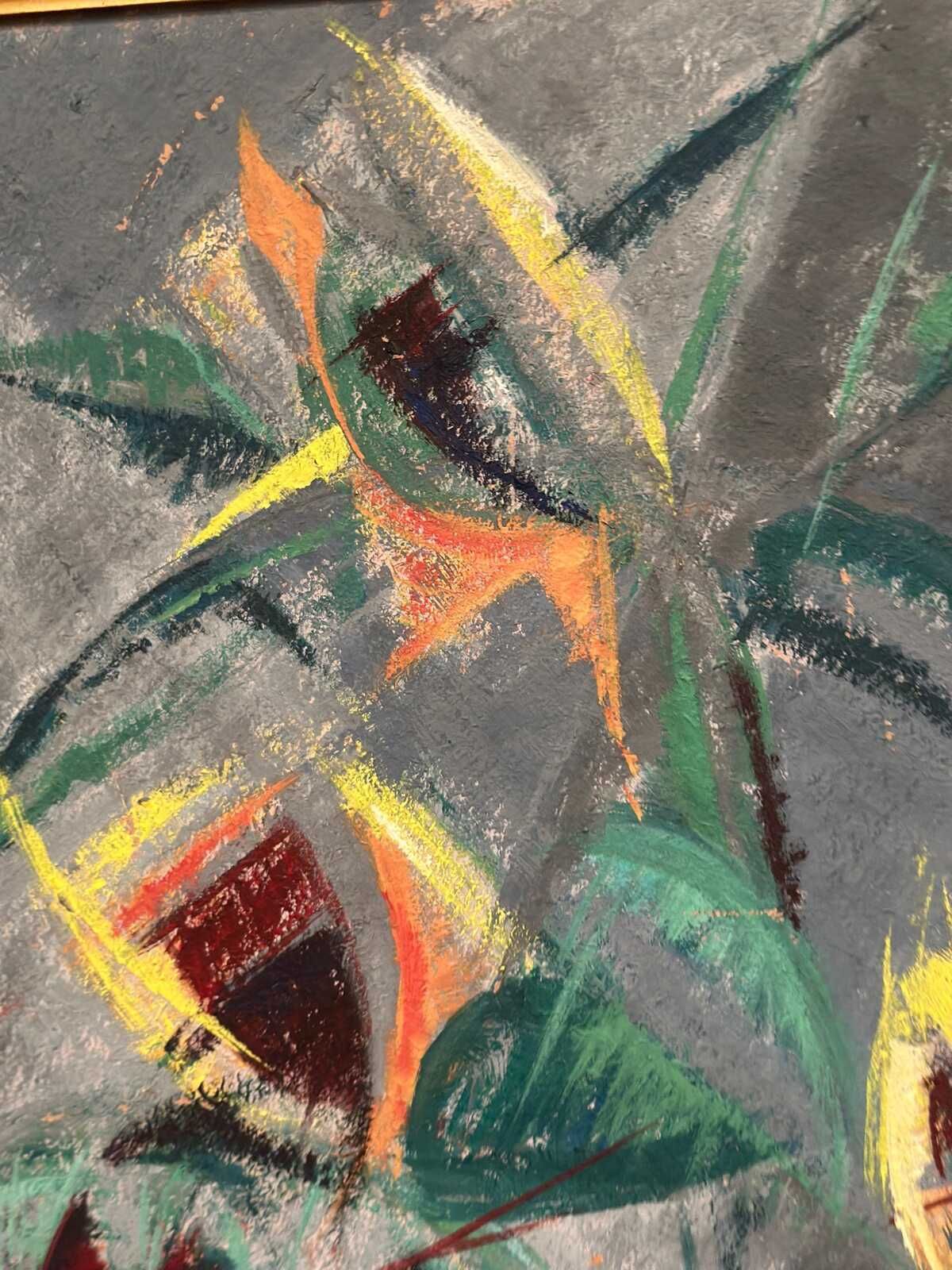 Original Swedish Oil On Panel – “Abstract Still Life With Sunflowers” – Dated 1953 – Vintage & Framed – 53 × 70 Cm (20.9" × 27.6") photo vintage
