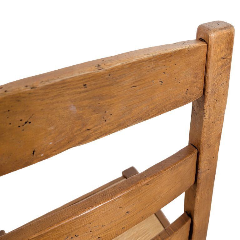 photo furniture Ensemble de 4 chaises en chêne de style campagne française, années 1950, assise en jonc tressé
