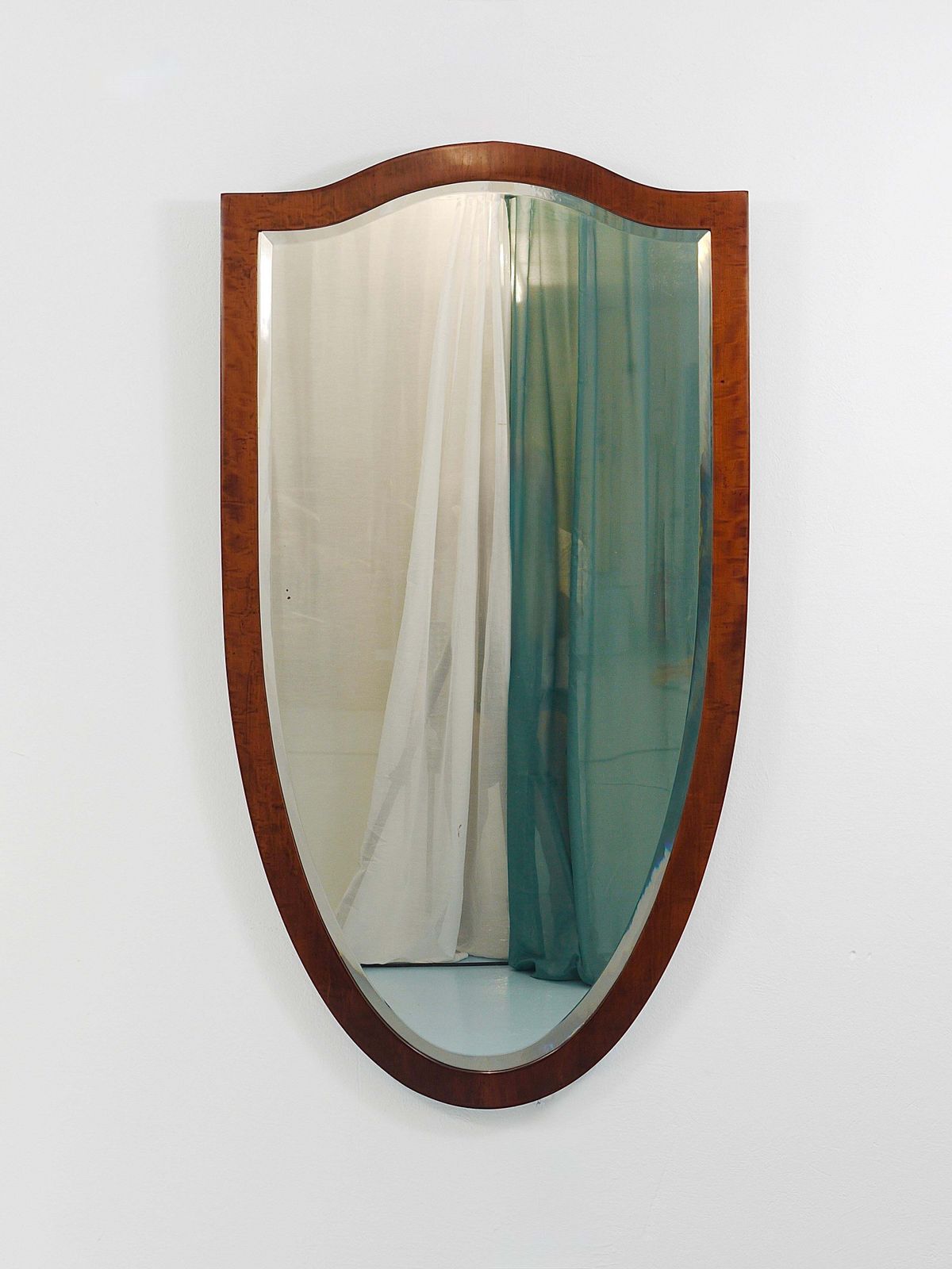 Early Biedermeier Large Antique Pearwood Shield Wall Mirror, Vienna, 1820s photo vinterior