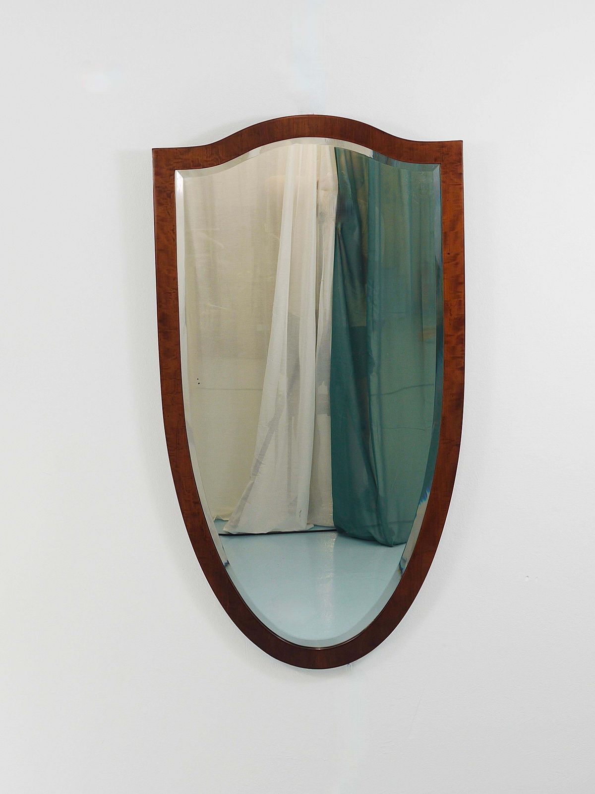 Home Decor Early Biedermeier Large Antique Pearwood Shield Wall Mirror, Vienna, 1820s photo