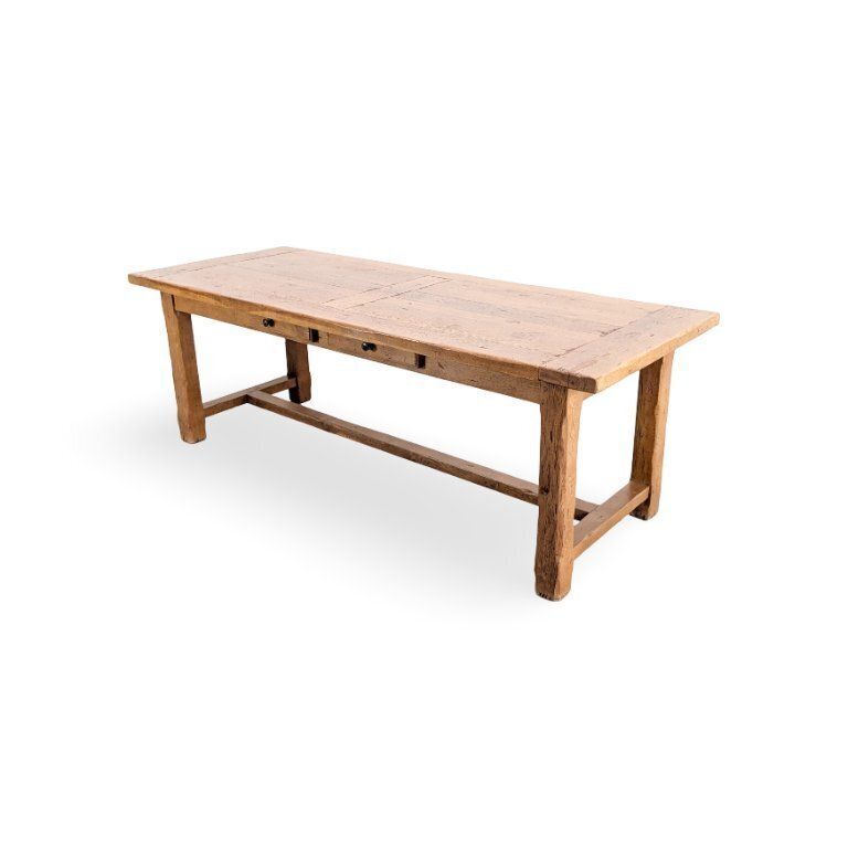 Table à manger française 220 cm, table d'auberge, table de ferme d'époque, années 1950 photo Mobilier