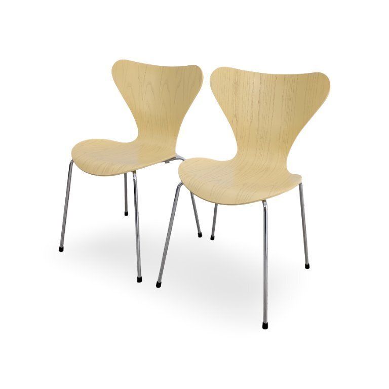 Set Of 2 Fritz Hansen Series 7 Chairs Midcentury Light Arne Jacobsen photo Furniture
