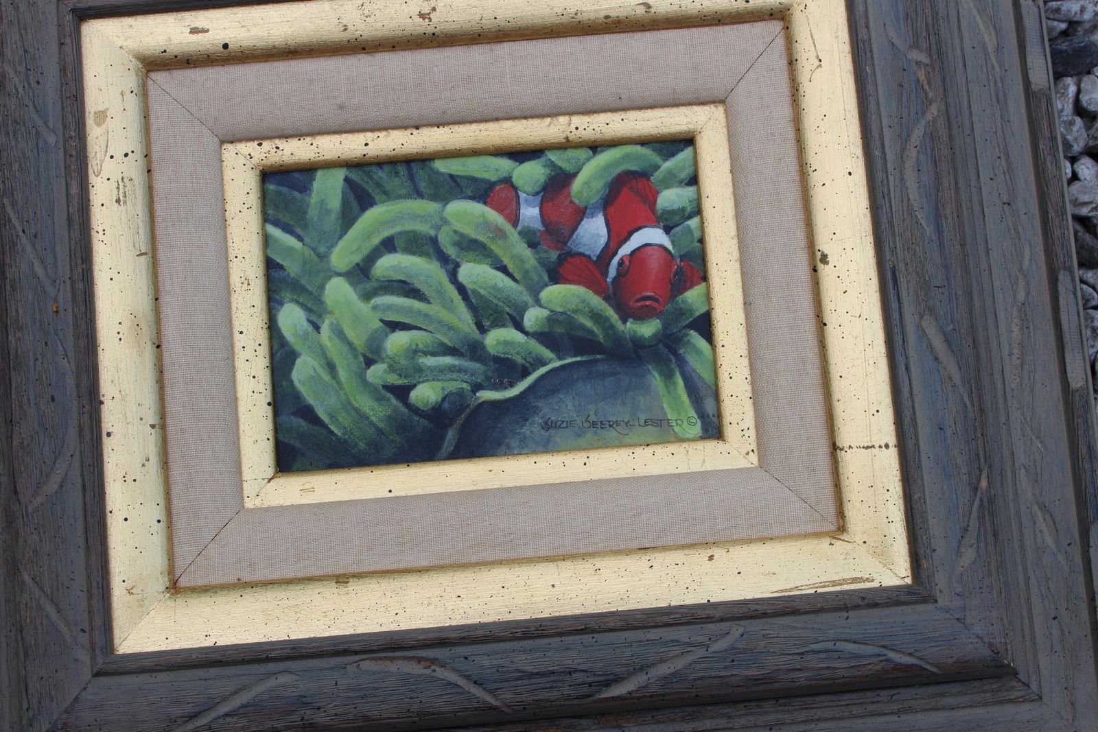 Oil On Canvas Board 'Clownfish' By Suzie Seerey Lester photo furniture