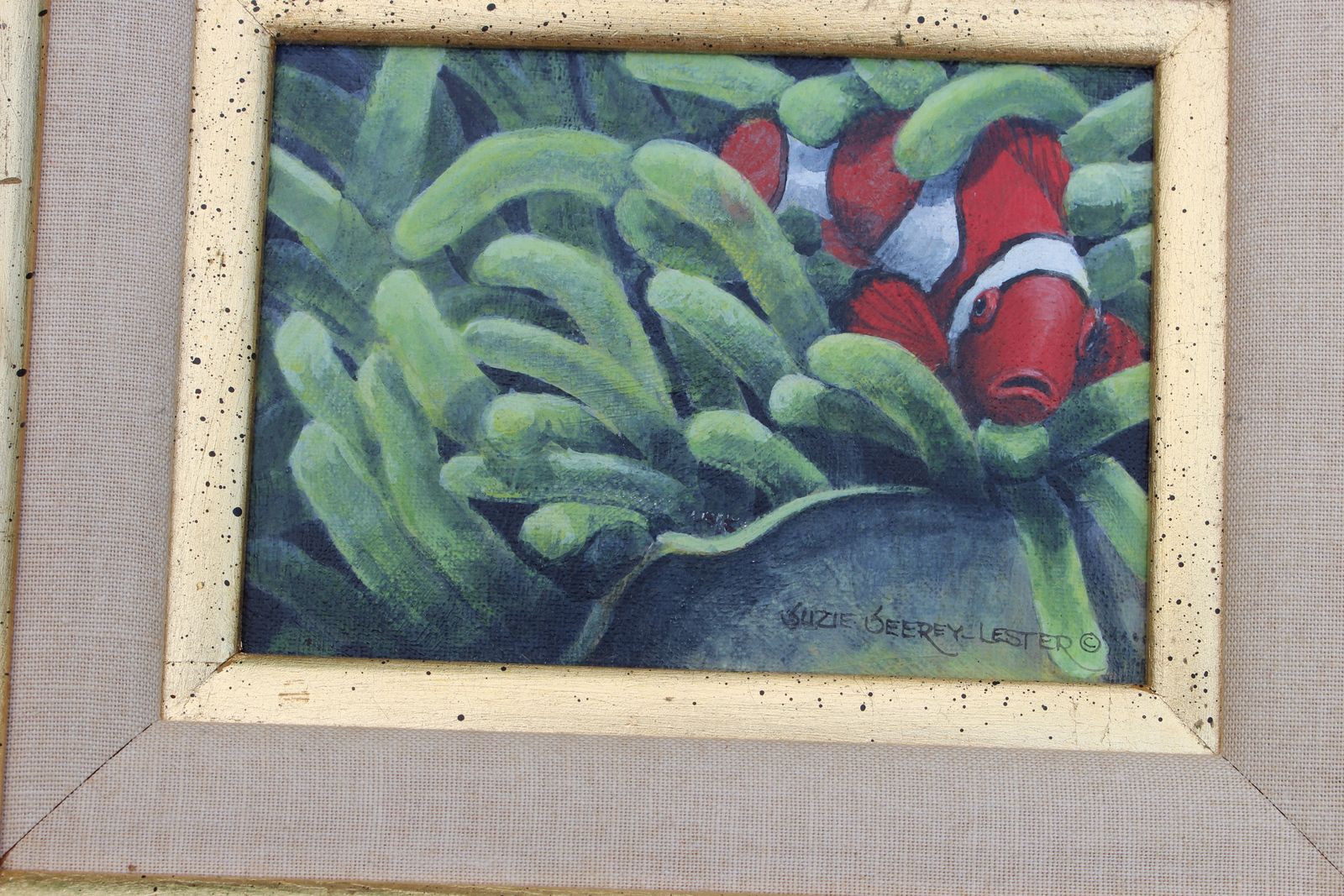 Oil On Canvas Board 'Clownfish' By Suzie Seerey Lester photo for sale