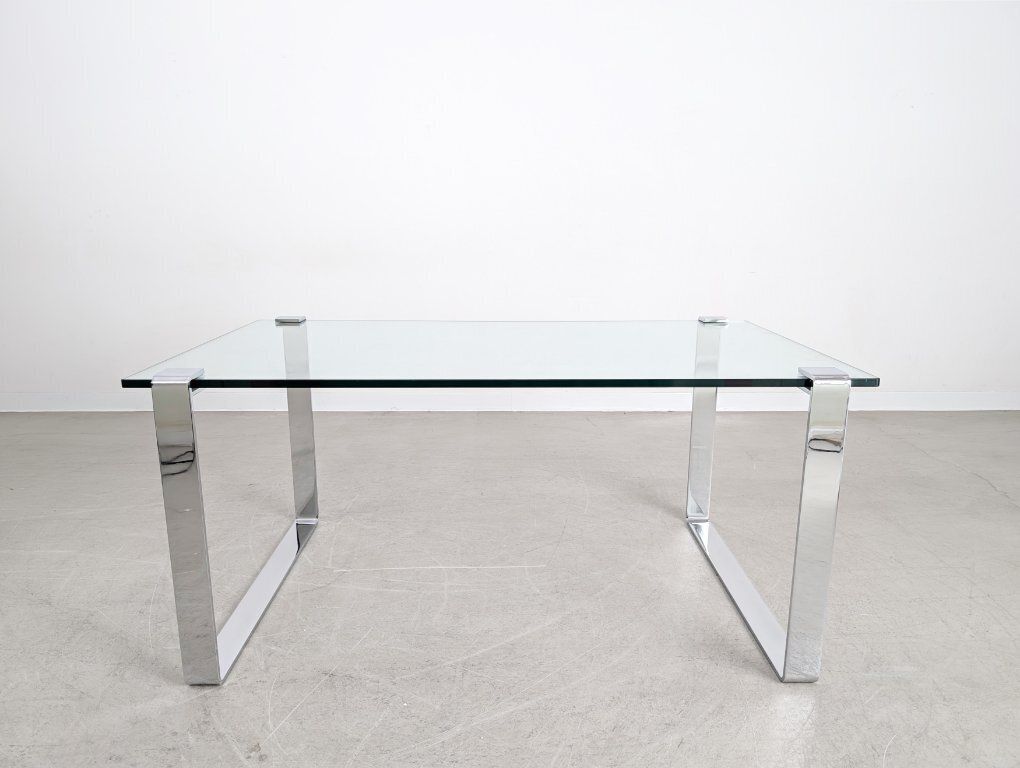 Original Draenert Glass Dining Table, Classic Design, Chrome Finish photo furniture