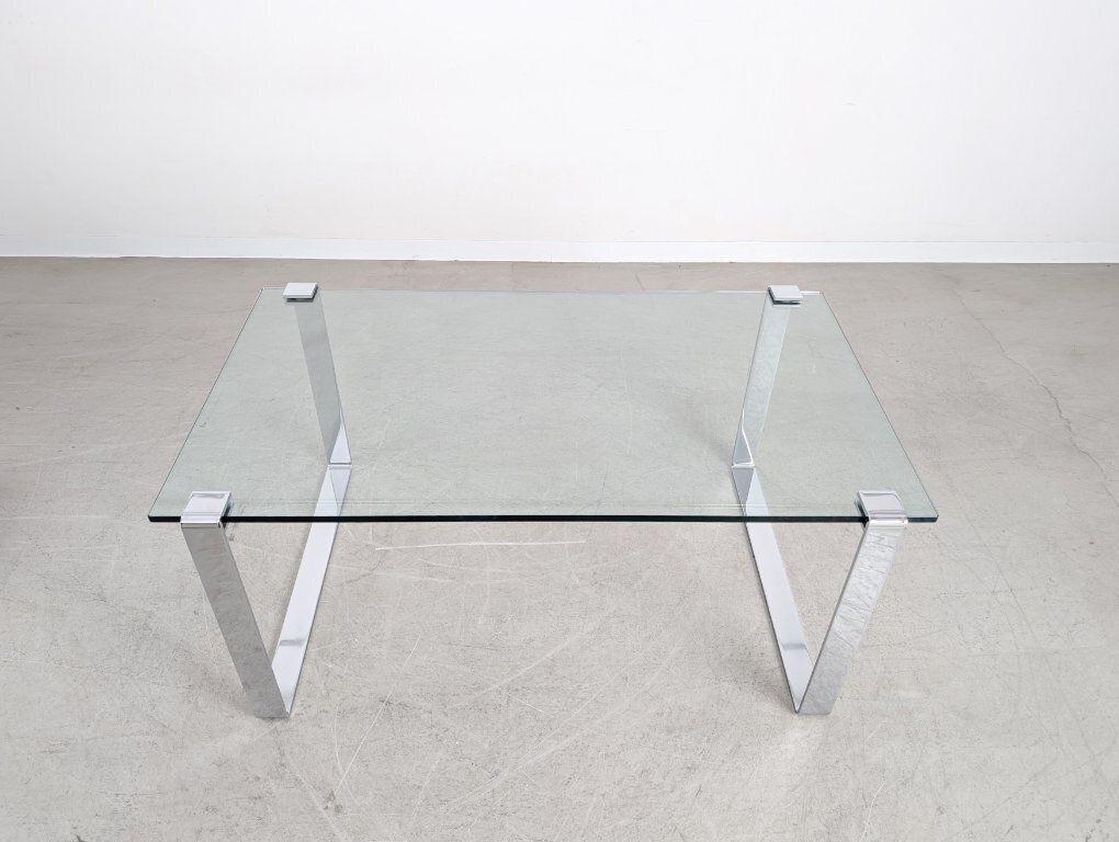 Original Draenert Glass Dining Table, Classic Design, Chrome Finish photo for sale