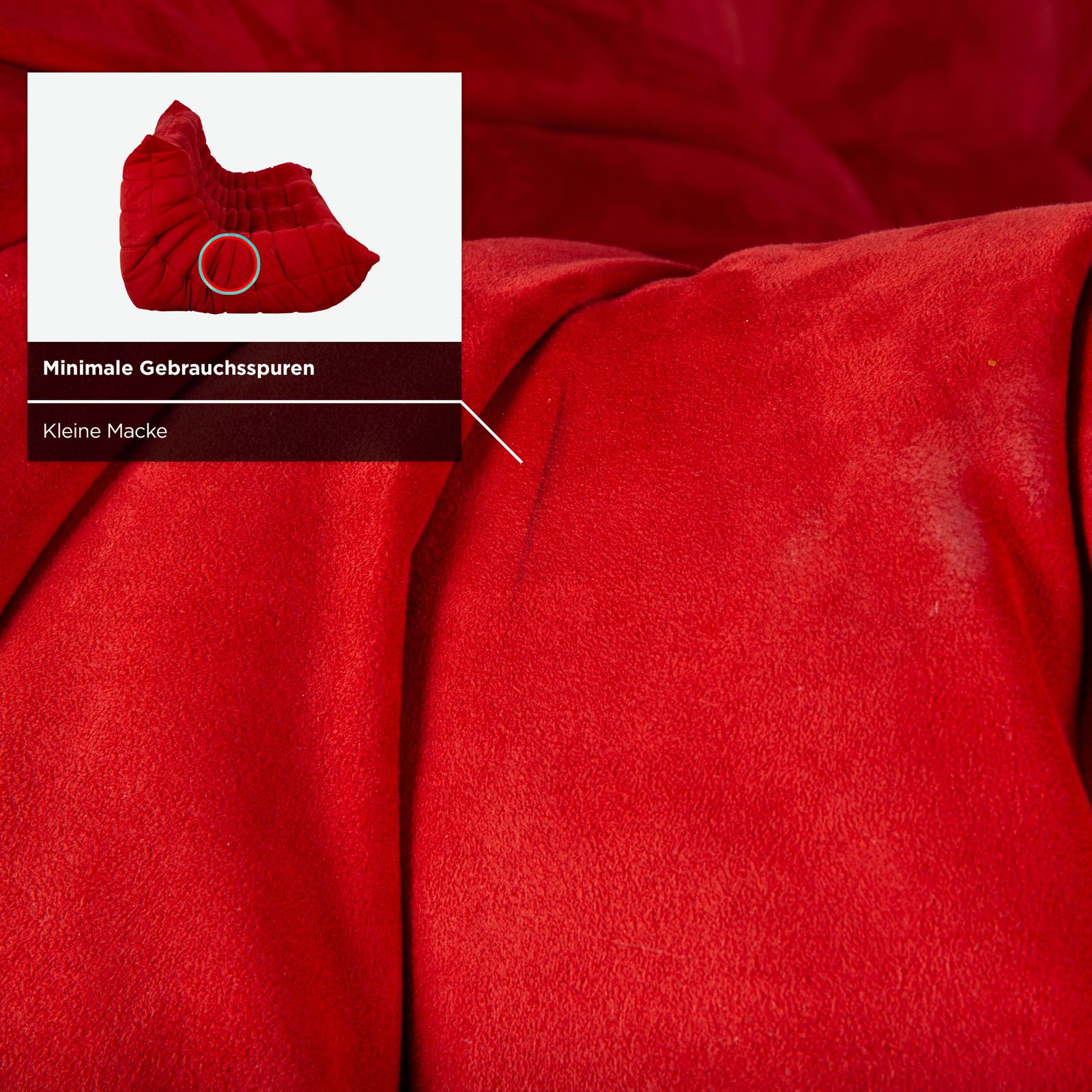 Ligne Roset Togo Fabric Three Seater Sofa In Red photo vintage