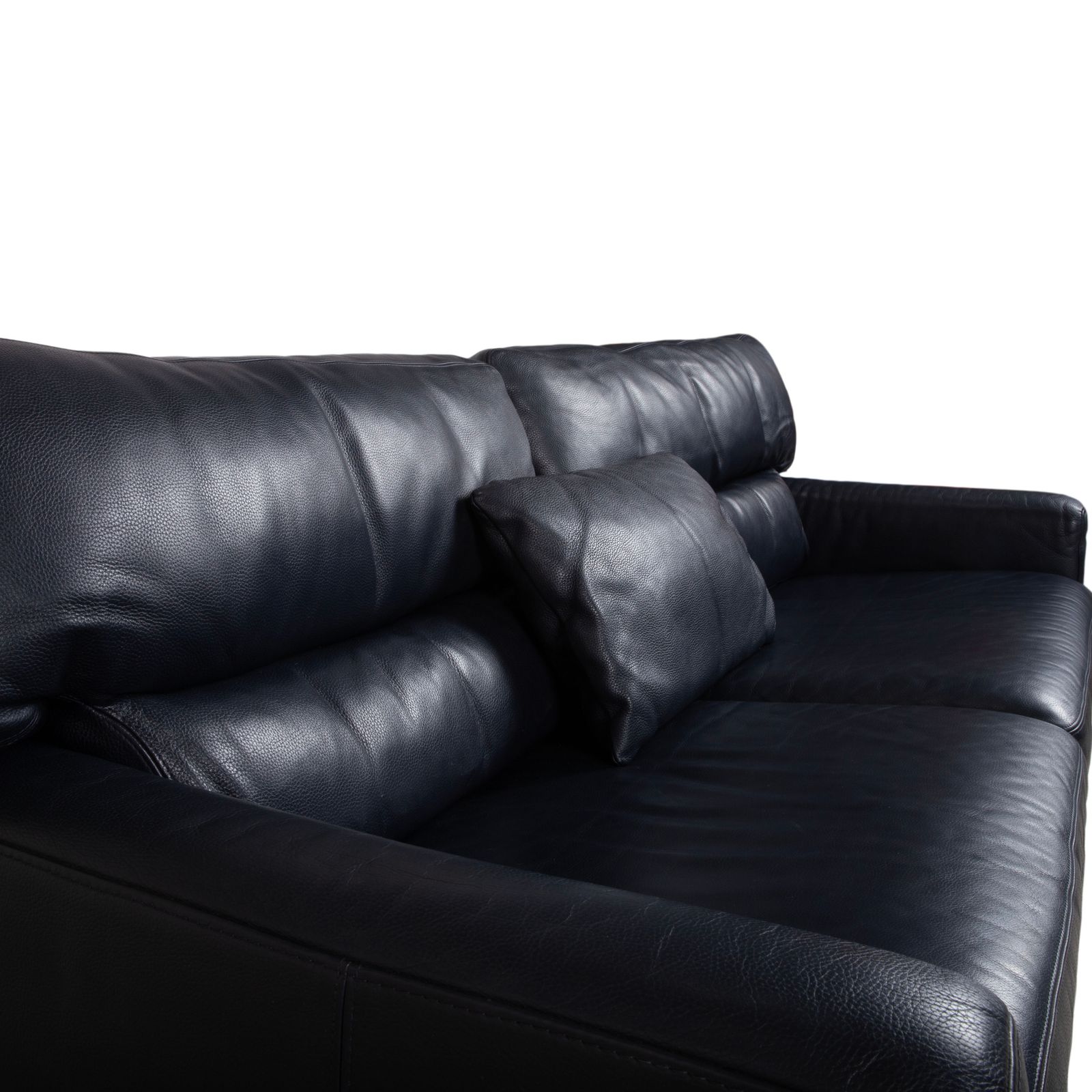 Canapé Brühl 3 places en cuir noir bleu foncé photo for sale