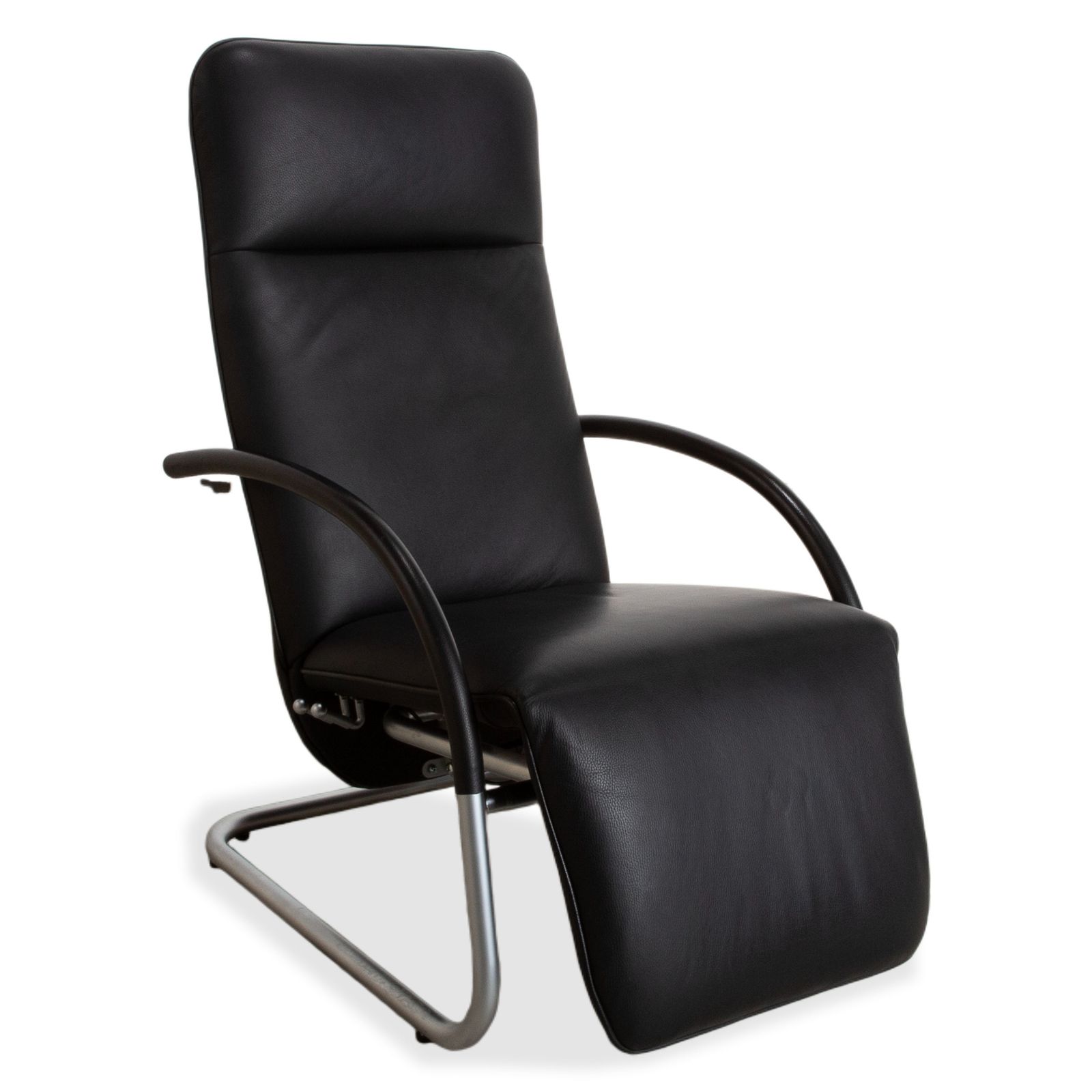Fauteuil relax Franz Fertig Fino en cuir noir, fonction manuelle d'inclinaison