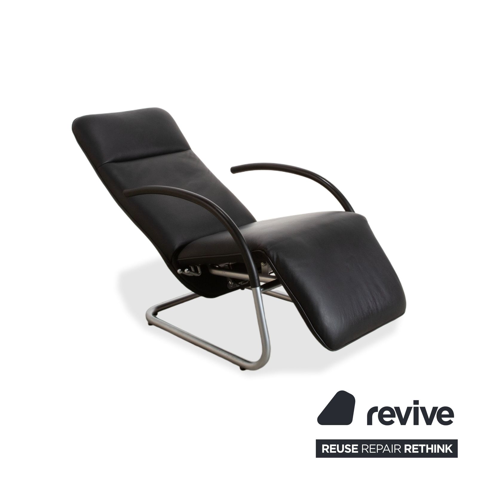 Fauteuil relax Franz Fertig Fino en cuir noir, fonction manuelle d'inclinaison photo Mobilier