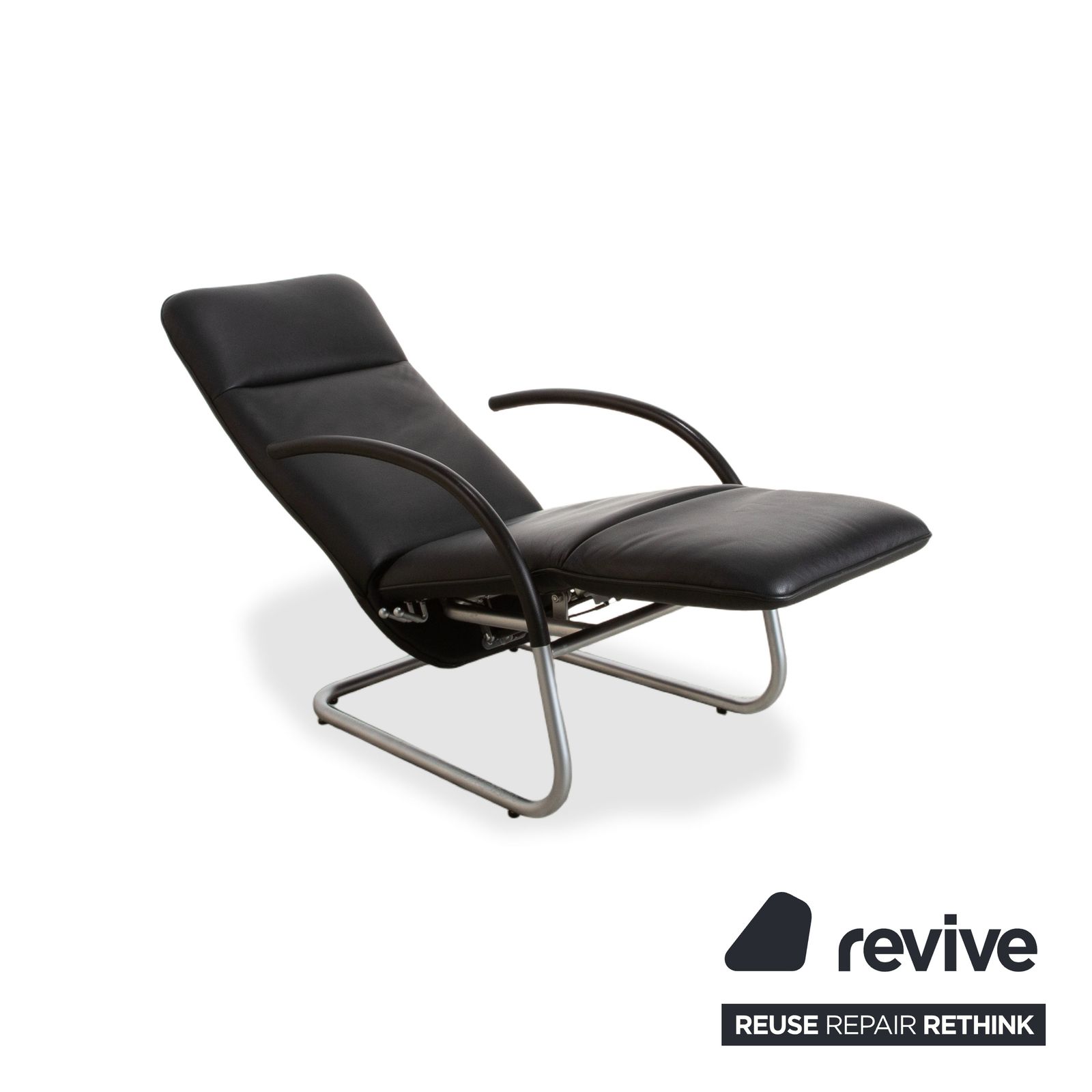 Fauteuil relax Franz Fertig Fino en cuir noir, fonction manuelle d'inclinaison photo vinterior