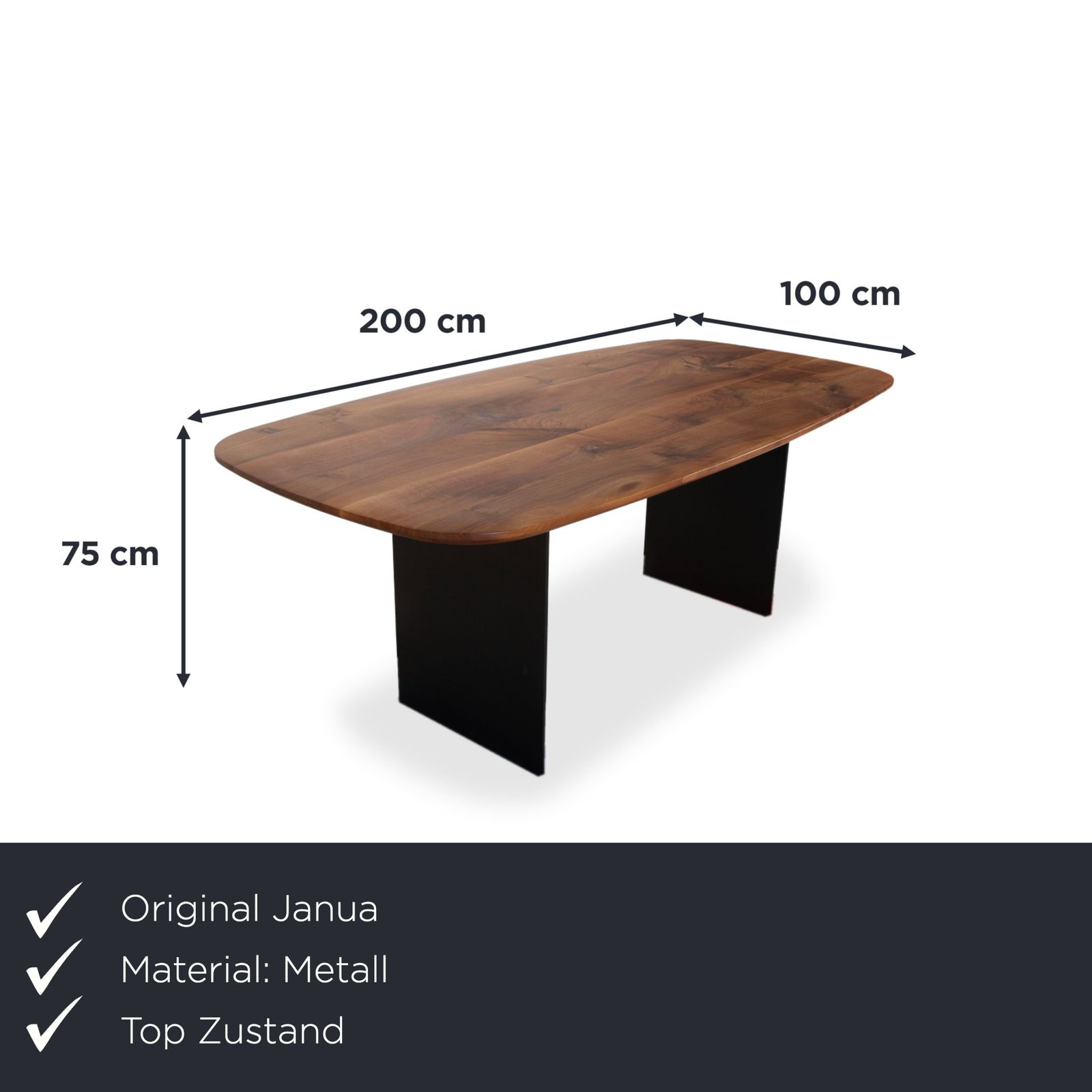 Janua Wood Raw Steel Dining Table Brown Anthracite 200 X 100 Cm photo furniture