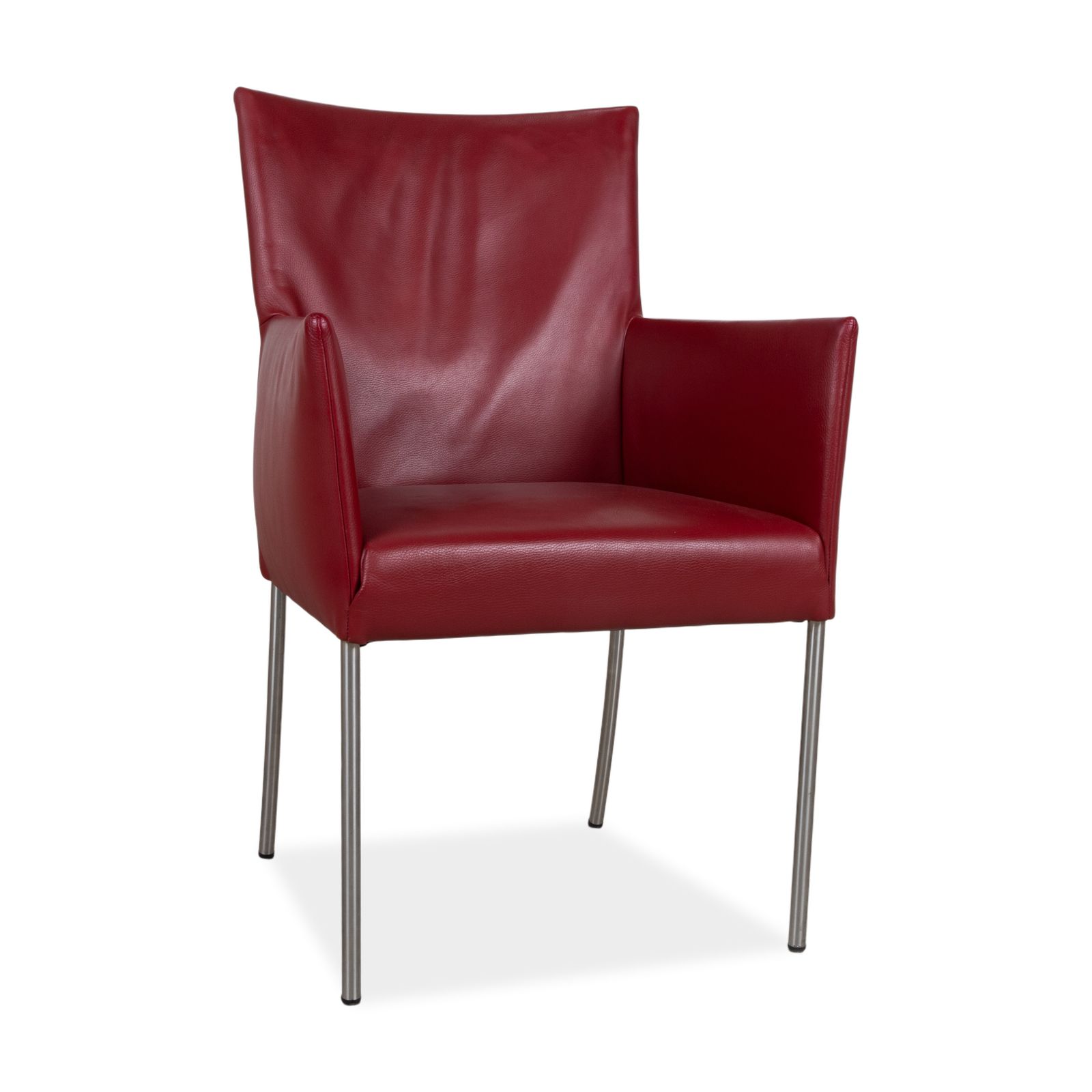 Set van 4 Bert Plantagie Arc E leren stoelen, rood, eetkamer photo for sale