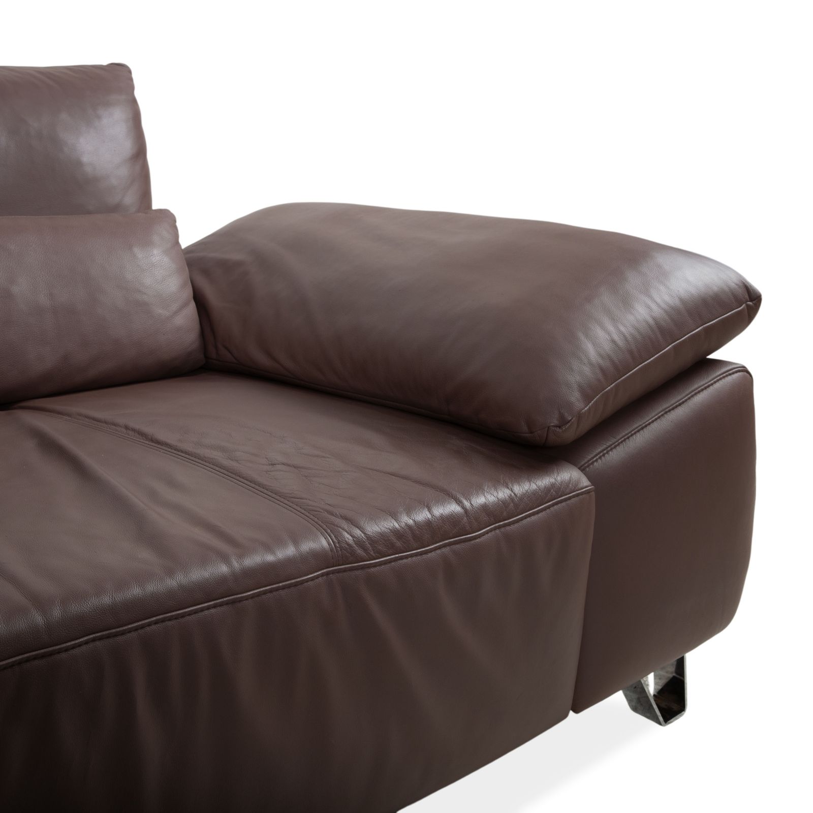 Musterring Mr680 Leather Corner Sofa Brown Manual Function photo for sale