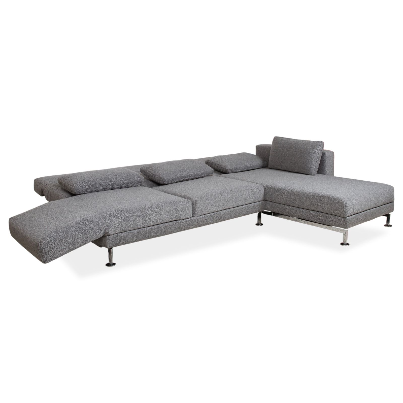 photo furniture Brühl Moule Fabric Corner Sofa, Grey, Manual Reclining Function, Right Hand Chaise, Reupholstered In Glow 534