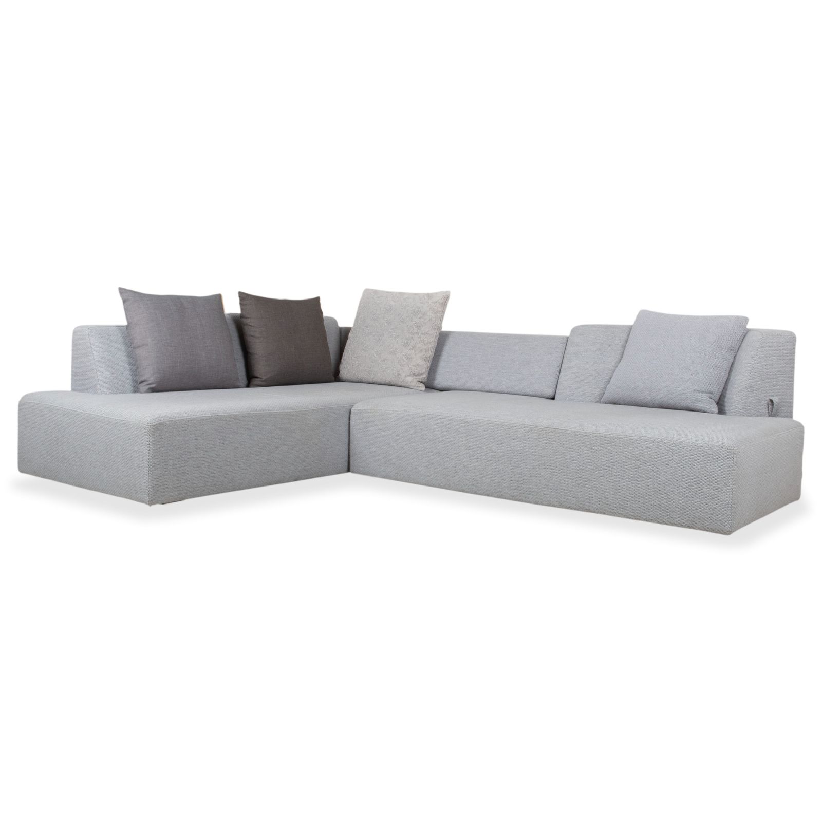 Canapé d'angle Brühl Lady Bug en tissu gris, fonction manuelle