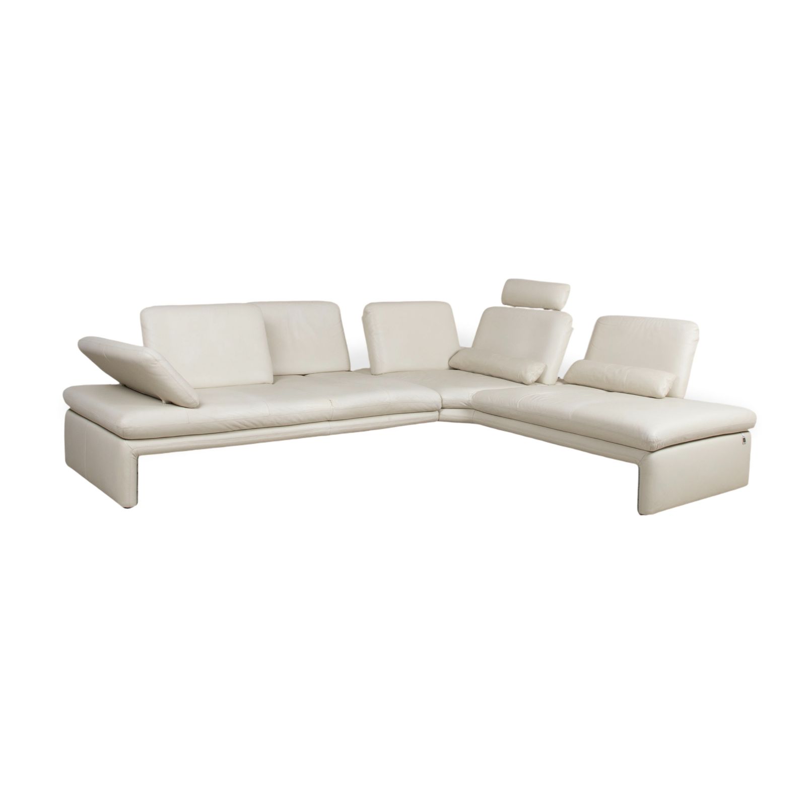 Willi Schillig Leather Corner Sofa Cream Beige Manual Function photo vintage