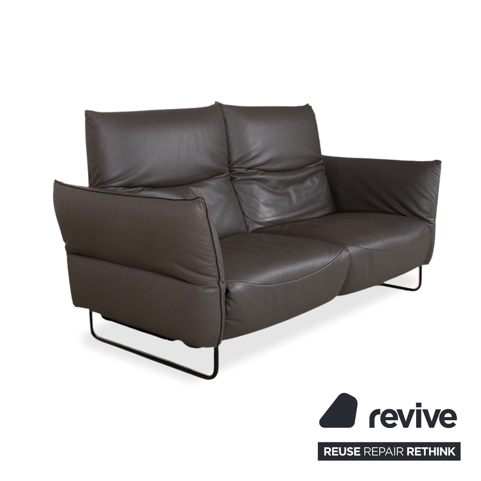 Canapé 2 places Comfort Republic en cuir anthracite avec fonction électrique photo Mobilier