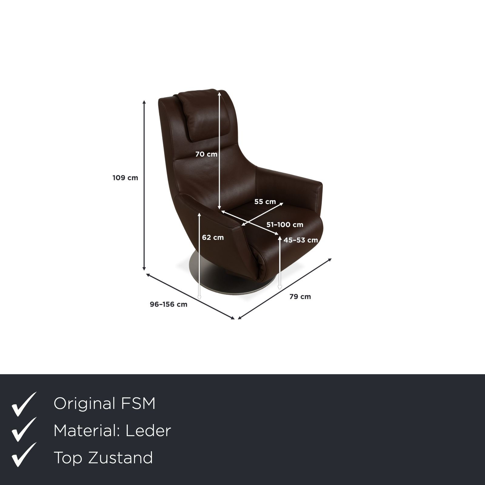 Fauteuil releveur FSM Stand Up en cuir marron, fonction électrique sur batterie photo furniture