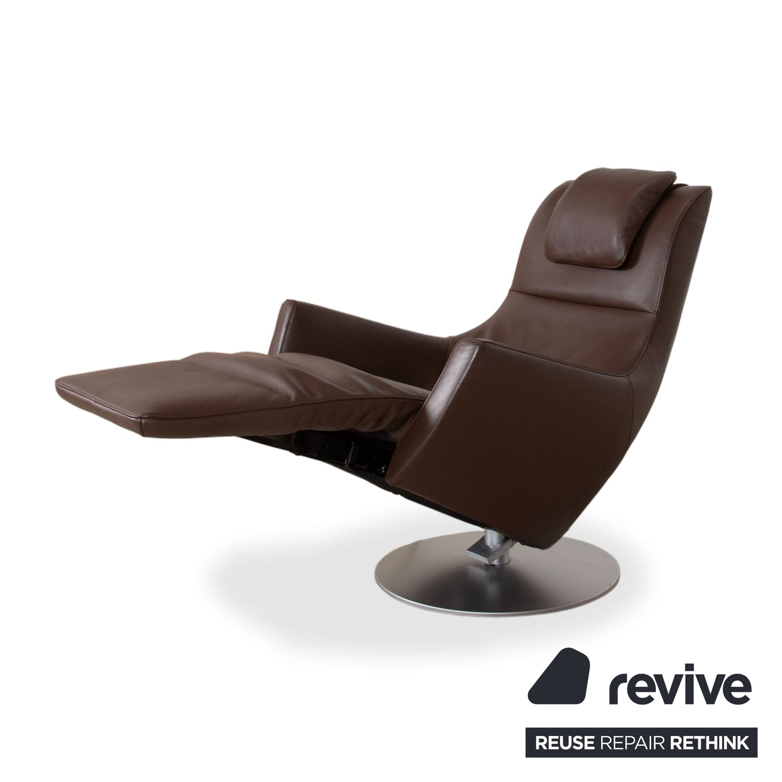 Fauteuil releveur FSM Stand Up en cuir marron, fonction électrique sur batterie photo 5253.0