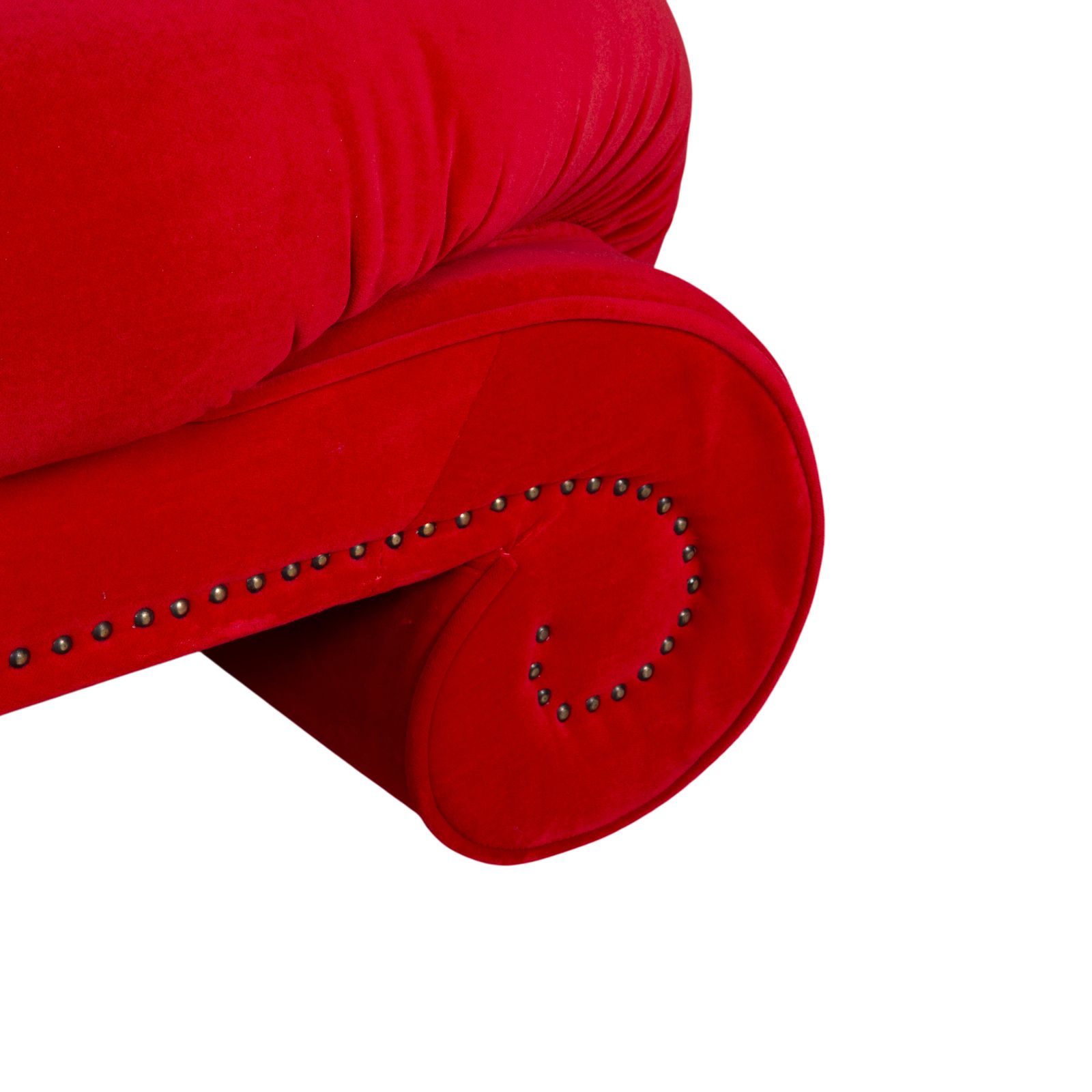 Bretz Gaudi Velvet Fabric Three Seater Red Sofa photo for sale
