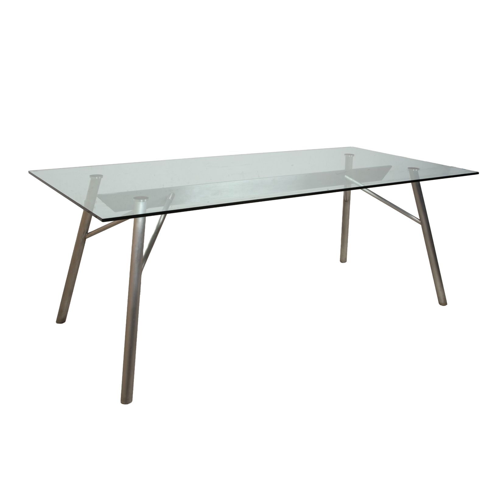 Table à manger Rolf Benz en verre argenté