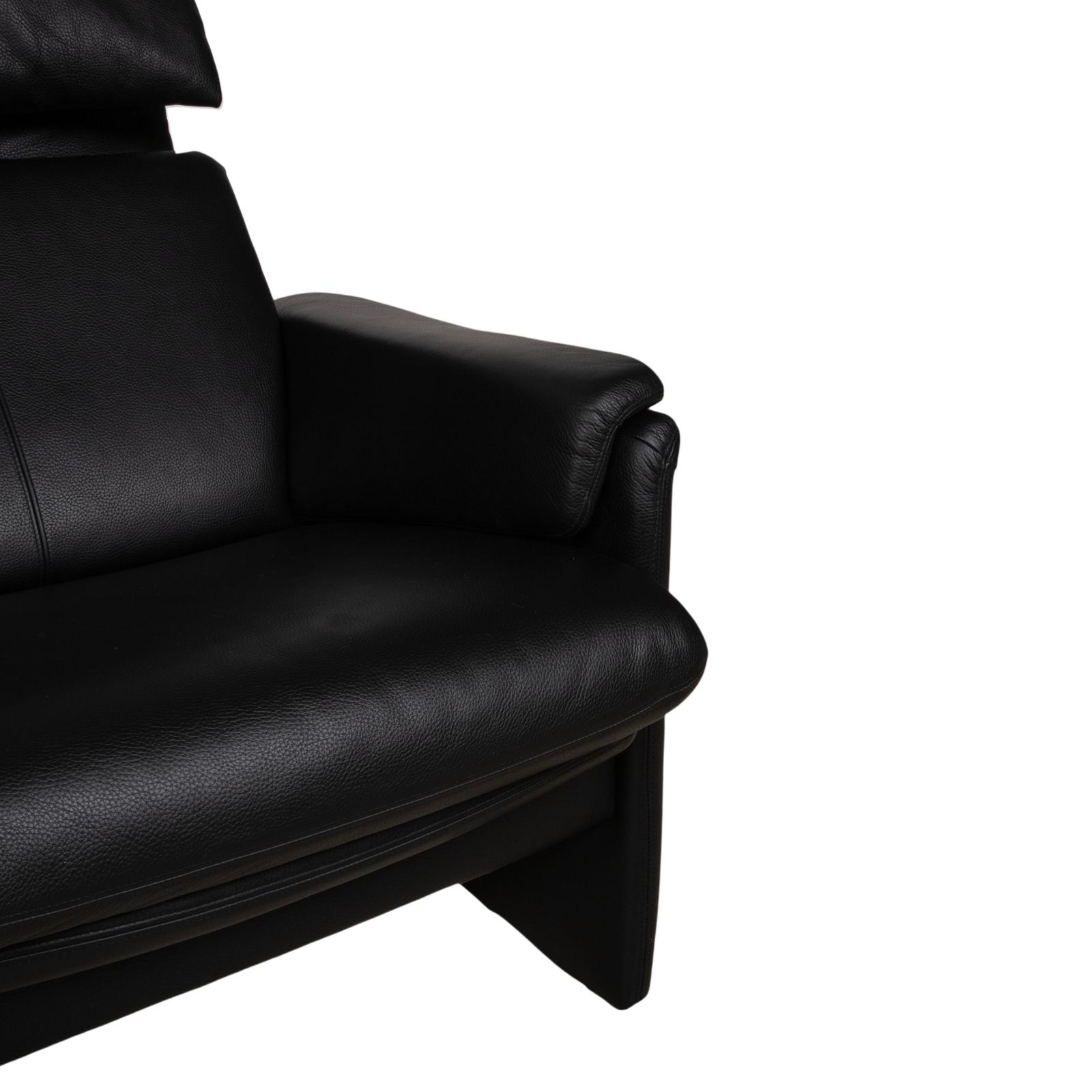 Erpo Lugano Leather Three Seater Black Manual Function Sofa photo vinterior