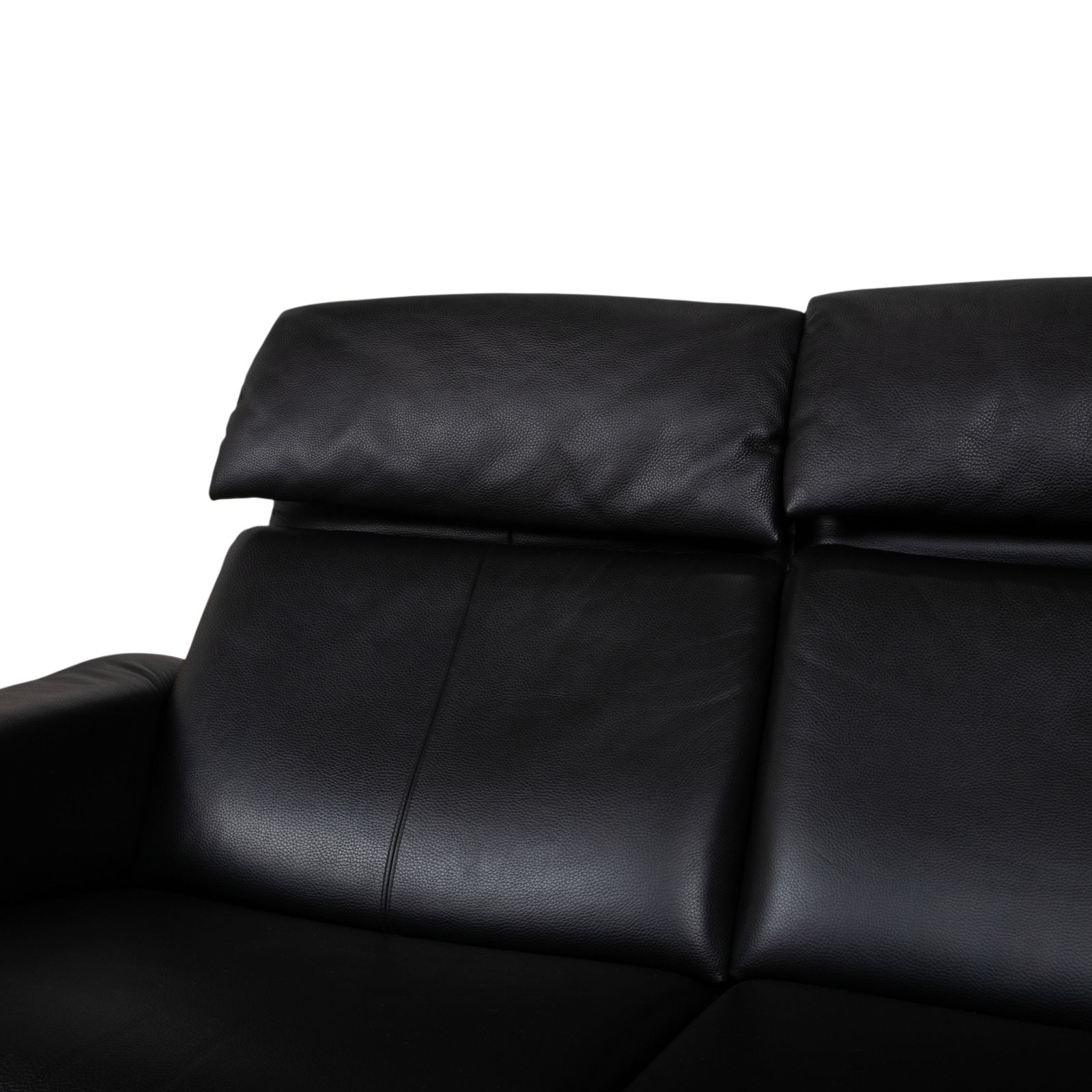 photo furniture Erpo Lugano Leather Three Seater Black Manual Function Sofa