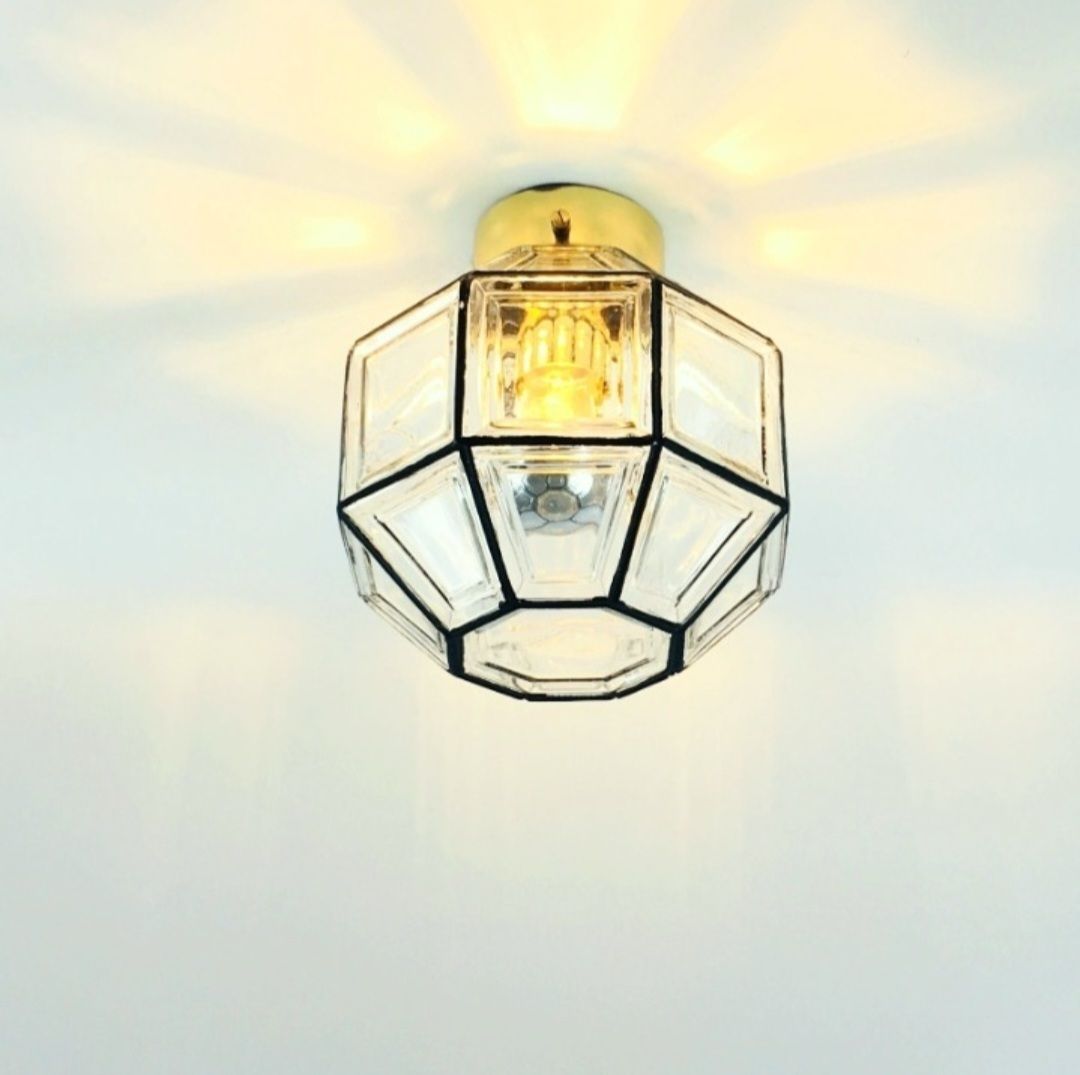 Mid Century Glass Ceiling Light From Limburg, Germany, 1960s/1970s photo 320.0