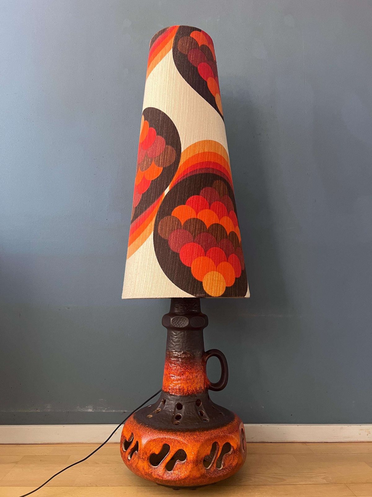 Vintage Oranje Keramieken West-Duits MCM Vloerlamp photo vintage