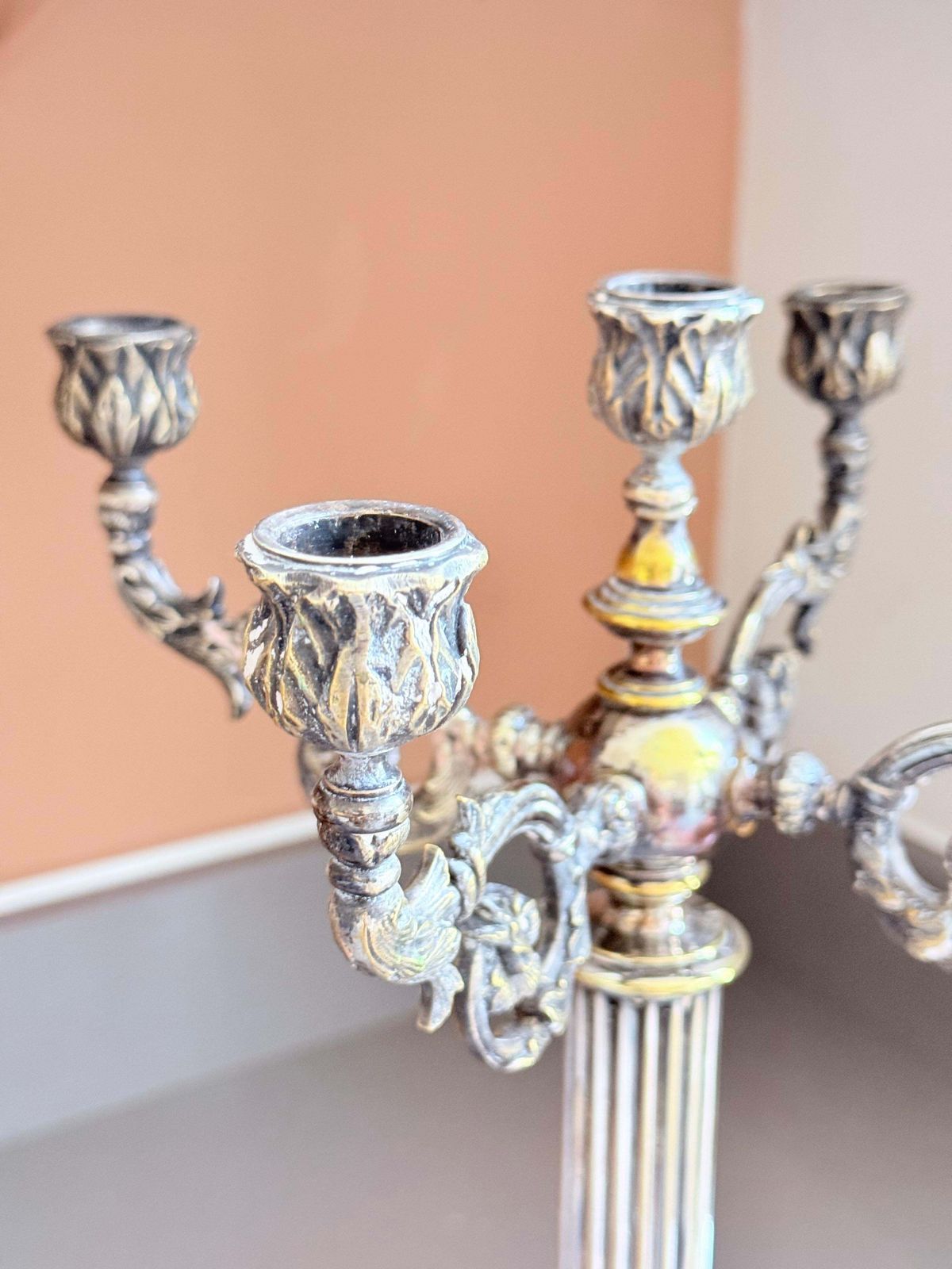 Pair Of Antique Candle Holder Swedish Silver Plate Decorative Luxury Candelabra photo 2546.0