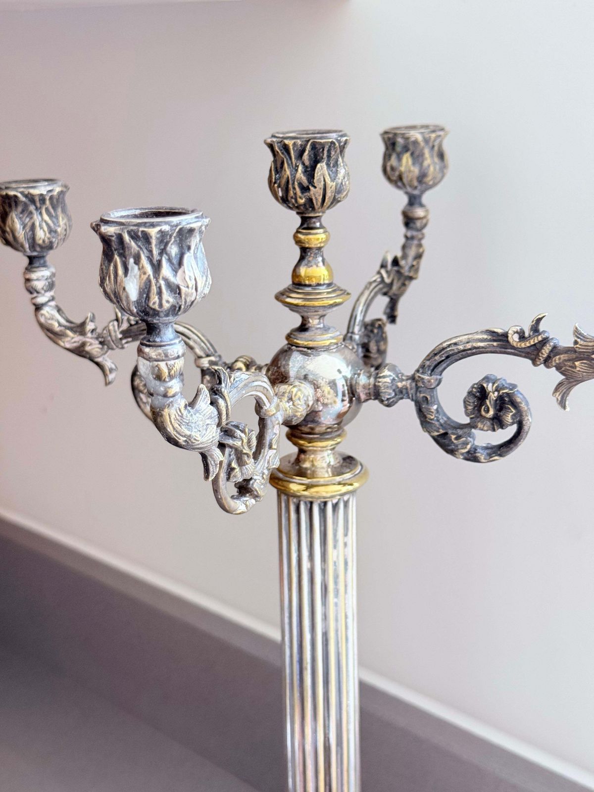 photo vinterior Pair Of Antique Candle Holder Swedish Silver Plate Decorative Luxury Candelabra