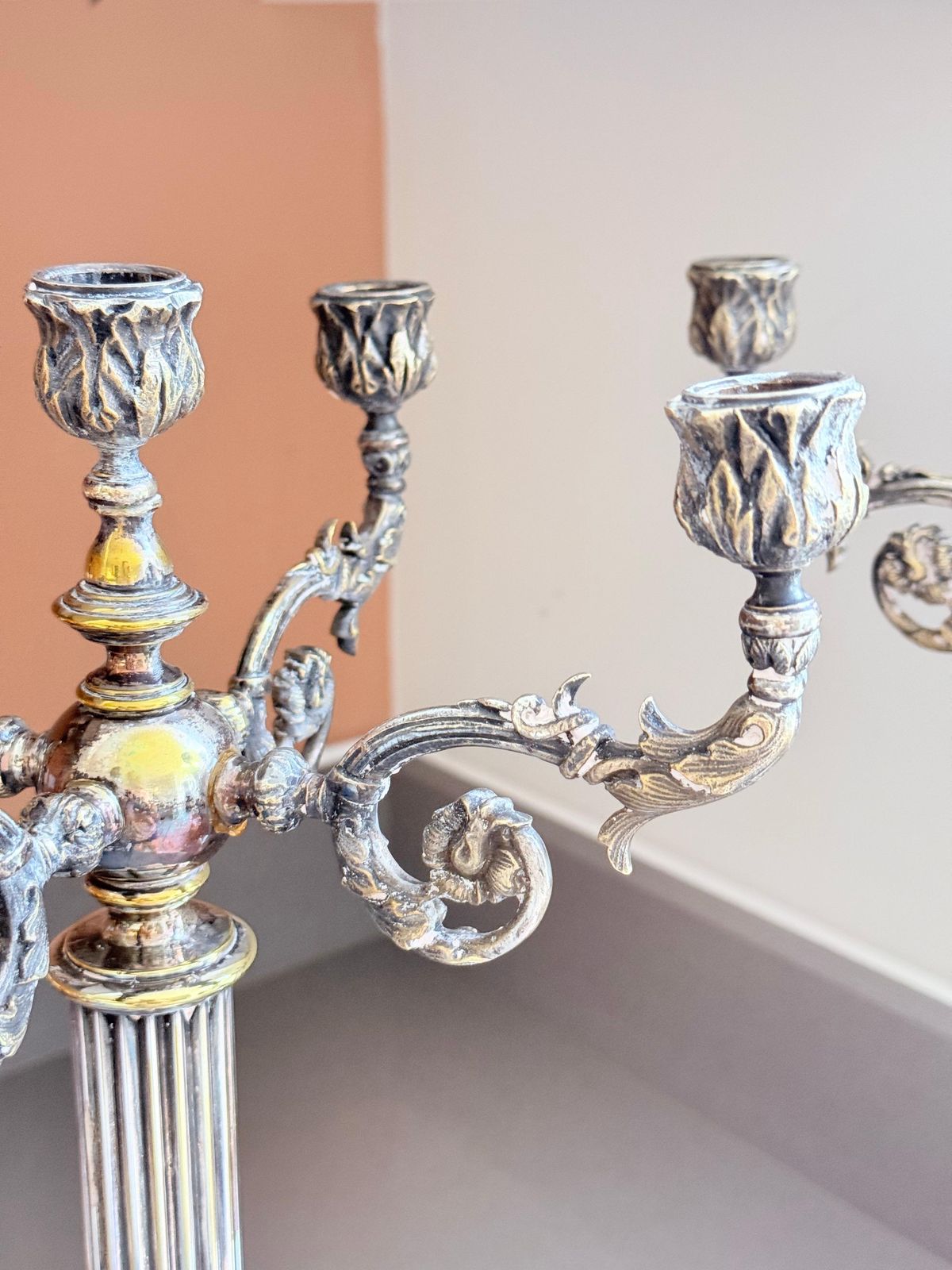 photo buy Pair Of Antique Candle Holder Swedish Silver Plate Decorative Luxury Candelabra
