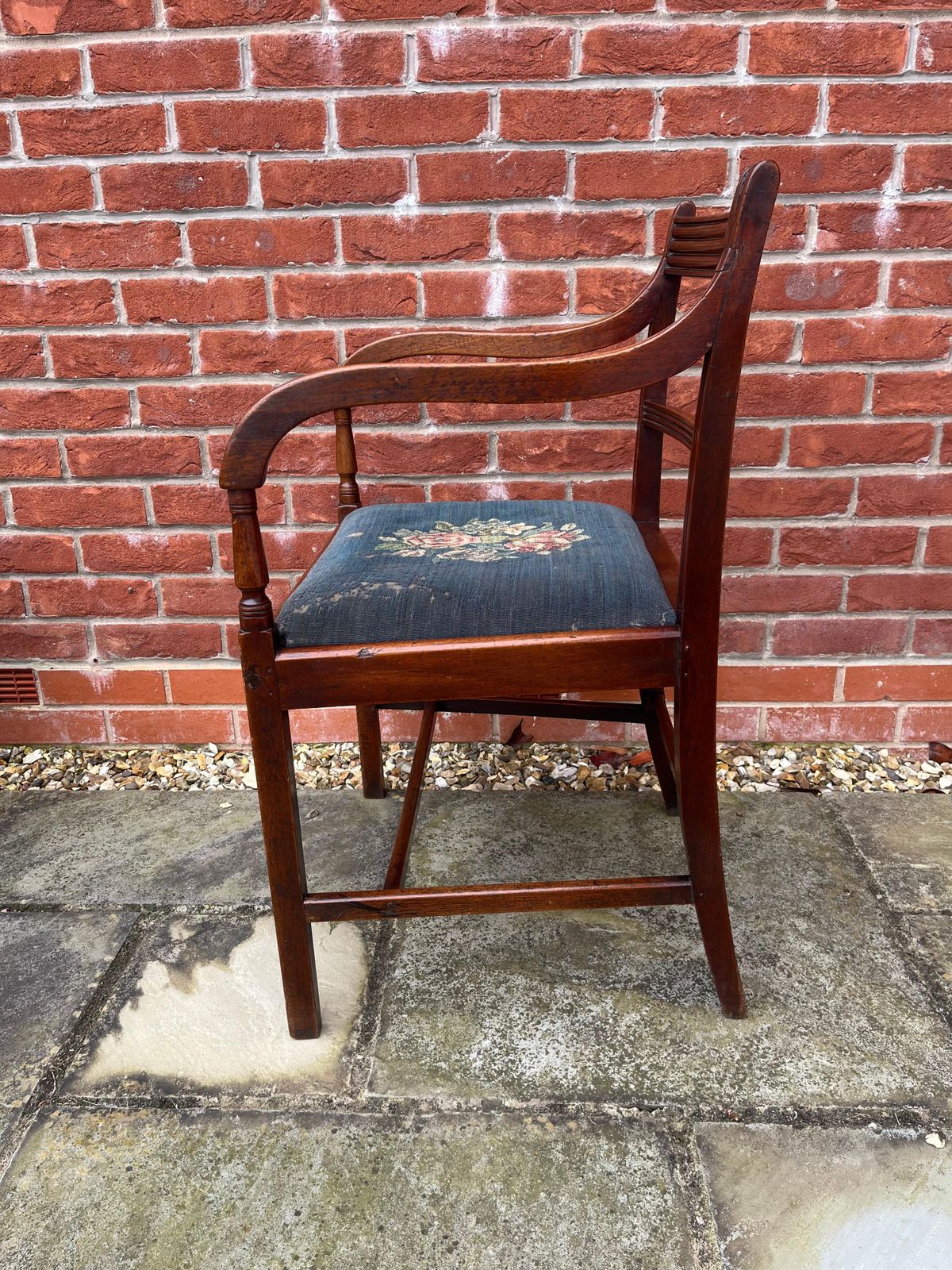 Georgian Armchair Carved Walnut, English Sheraton Period, Circa 1800 photo Furniture