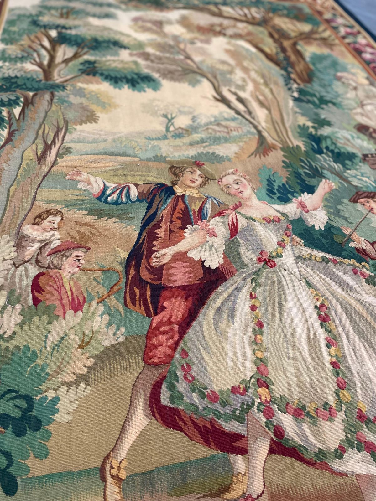 Elegant French Style Verdure & Romantic Court Scene Wool Tapestry Wall Hanging photo buy