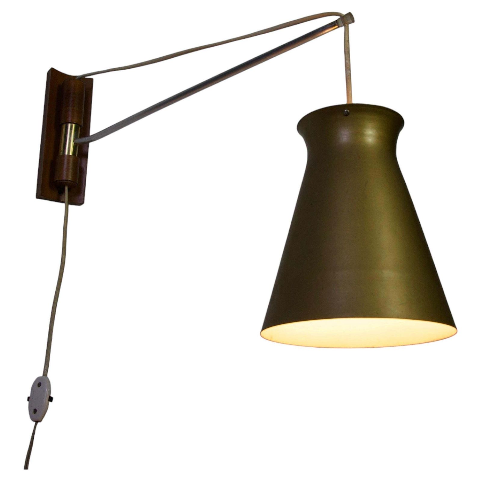 Messing zwenkarm wandlamp, jaren 1960, Duitsland