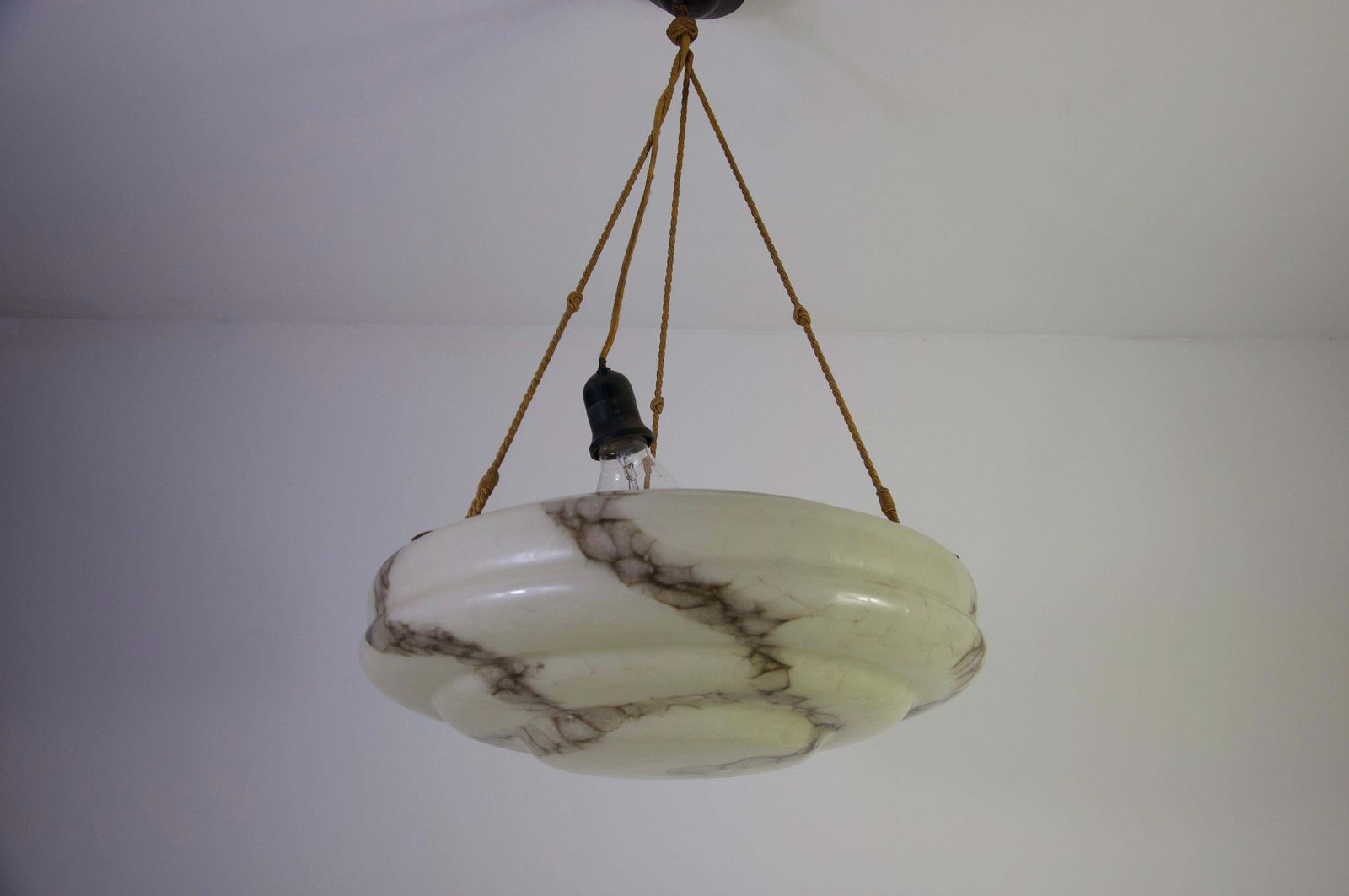 Round Art Deco Glass Pedant Lamp, 1930s, Germany photo for sale