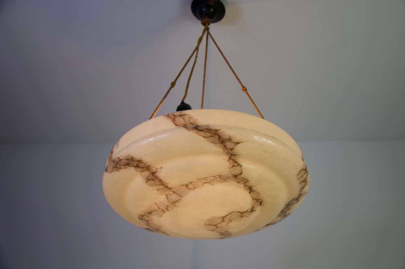 photo furniture Round Art Deco Glass Pedant Lamp, 1930s, Germany
